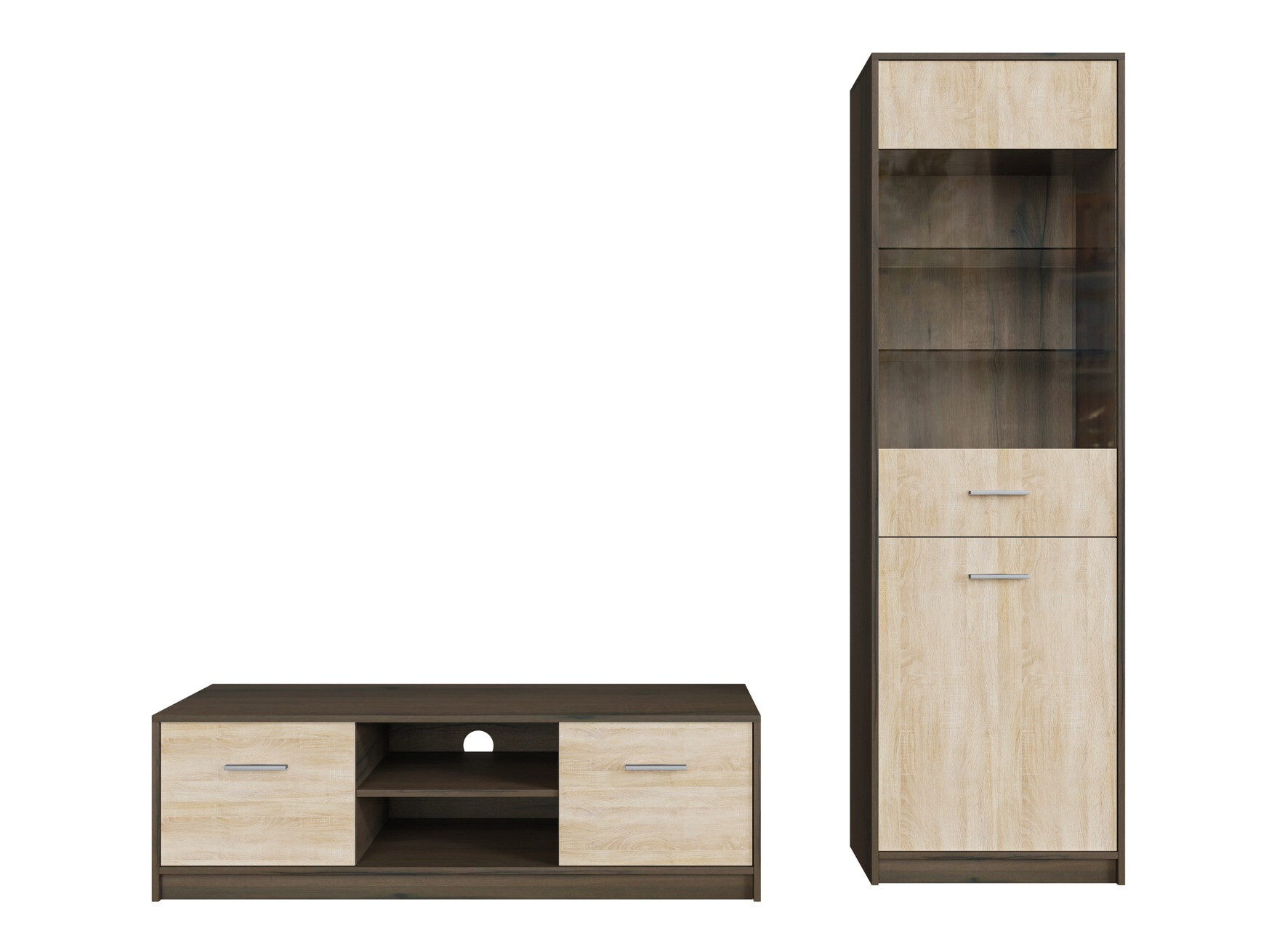 Komplet za dnevno sobo Novsore 161 (Temen hrast + Sonoma hrast)