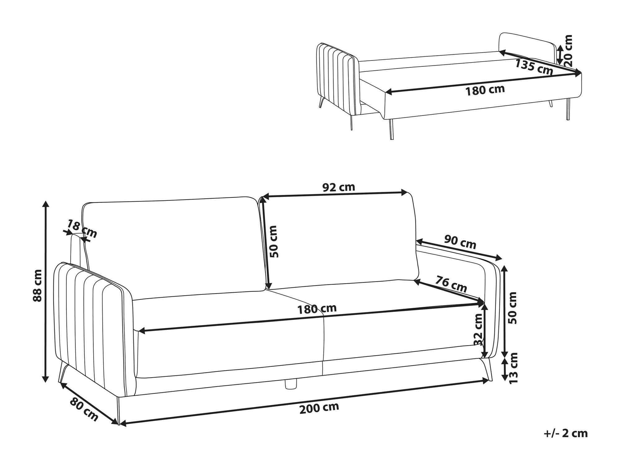 Raztegljiv kavč Berwyn 2549 (Bela)