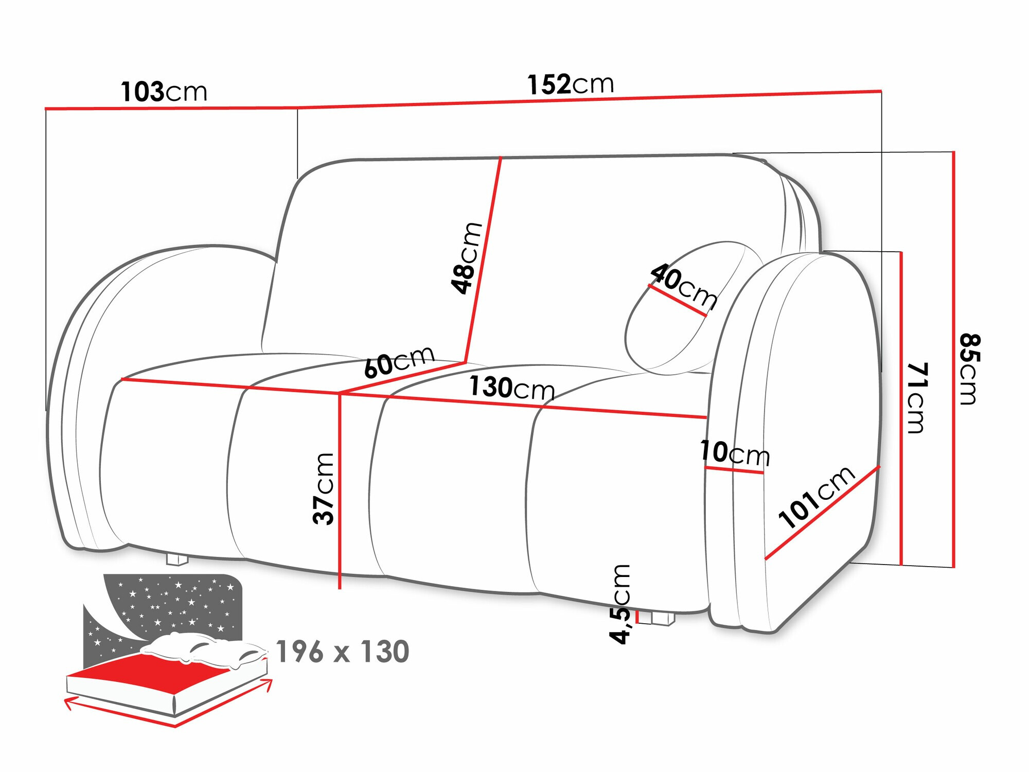 Raztegljiv kavč Columbus 242 (Velo 633)