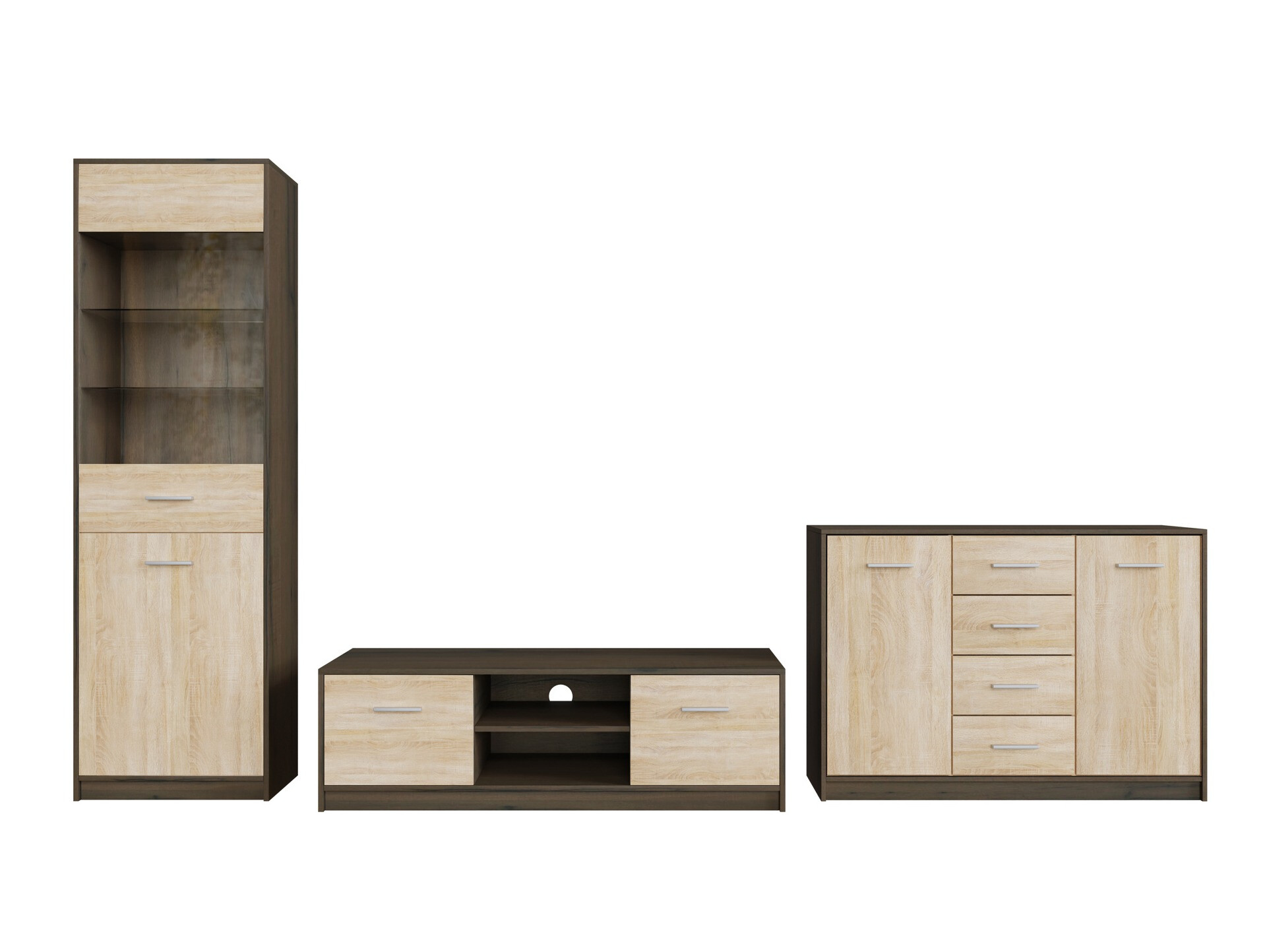 Komplet za dnevno sobo Novsore 162 (Temen hrast + Sonoma hrast)