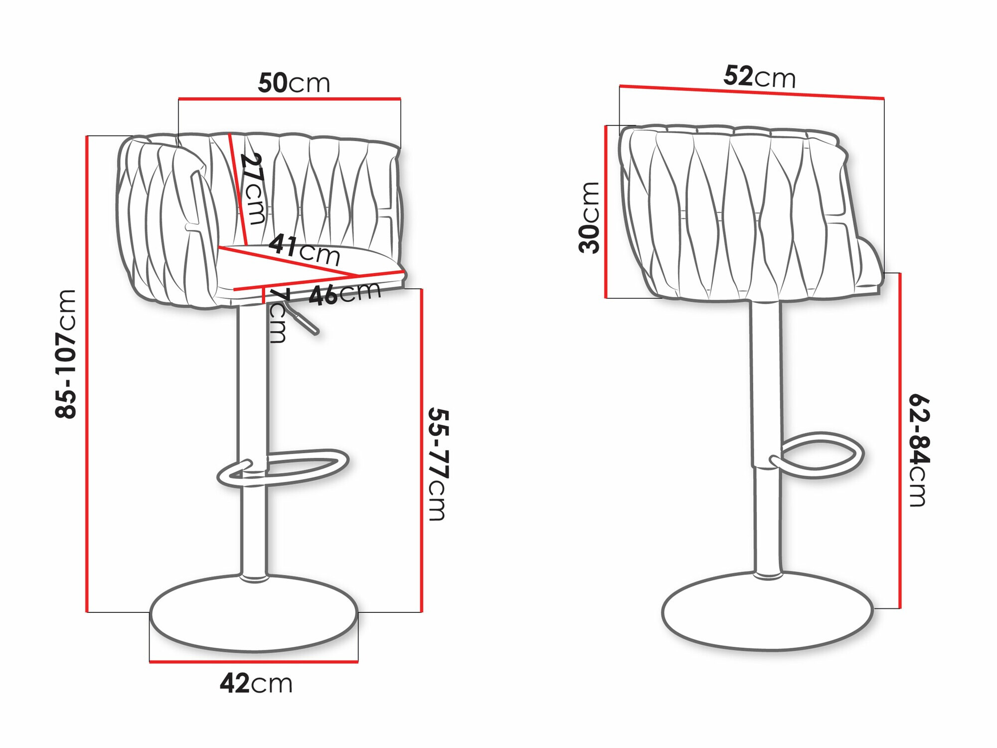 Barski stol Comfivo 435 (Črna)