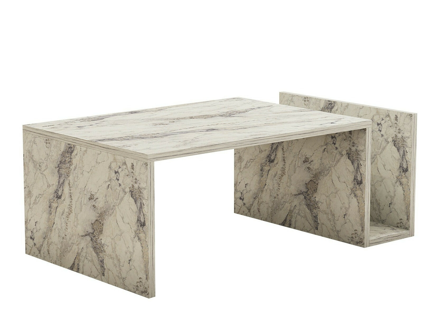 Klubska mizica Kailua 2434 (Beli marmor)