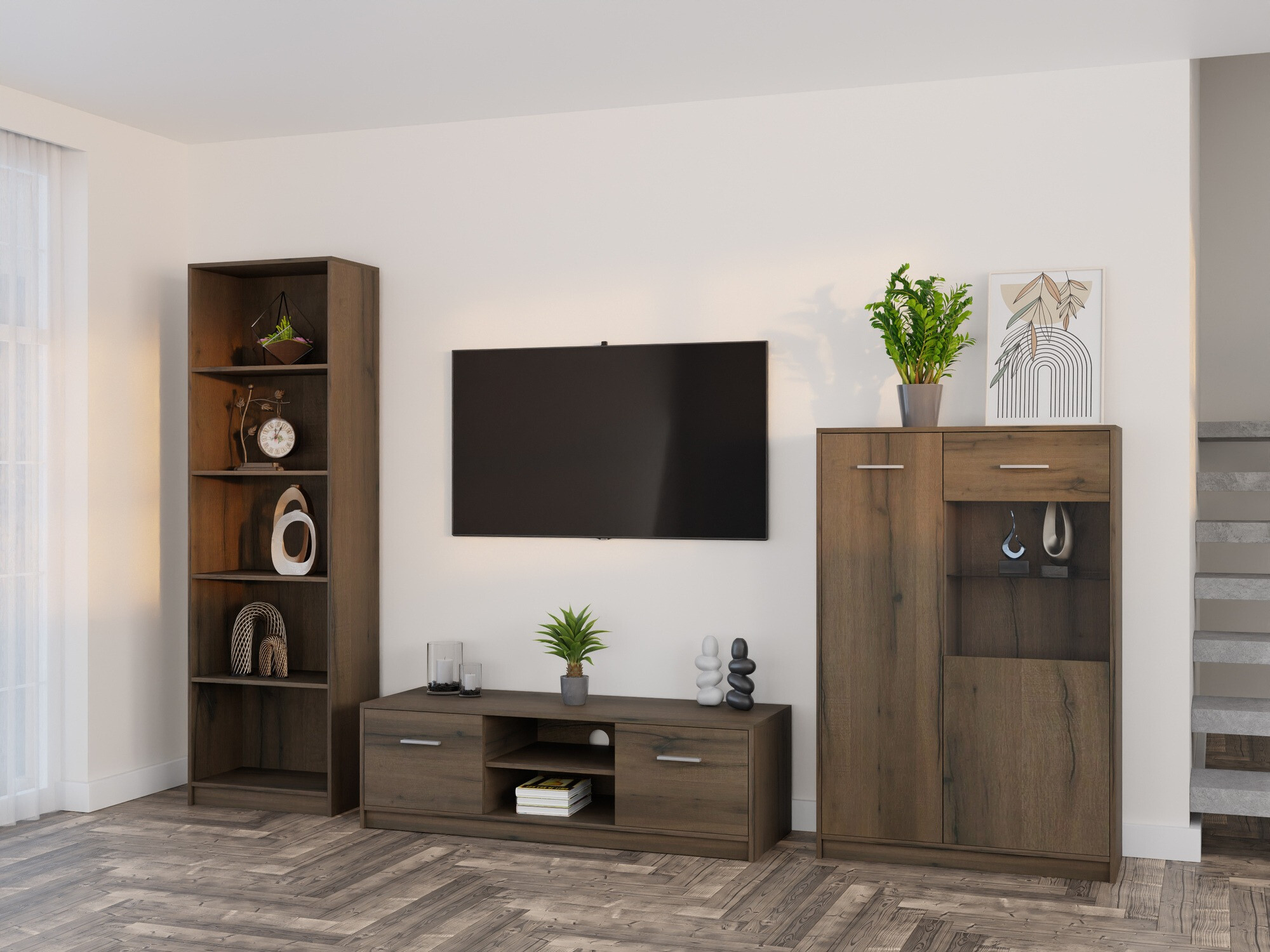 Komplet za dnevno sobo Novsore 164 (Temen hrast)