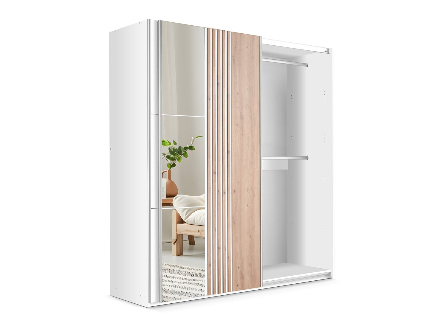 Garderobna omara Honolulu 253 (Bela + Wotan hrast)