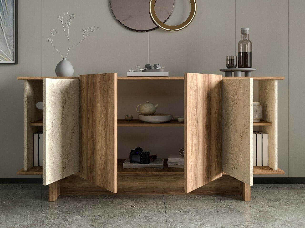 Omarica Kailua 2453 (Svetla Travertine + Oreh)