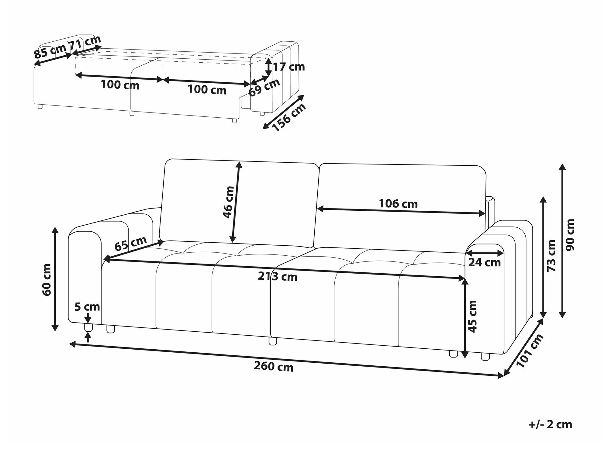 Raztegljiv kavč Mirtivi 100 (Rjava)
