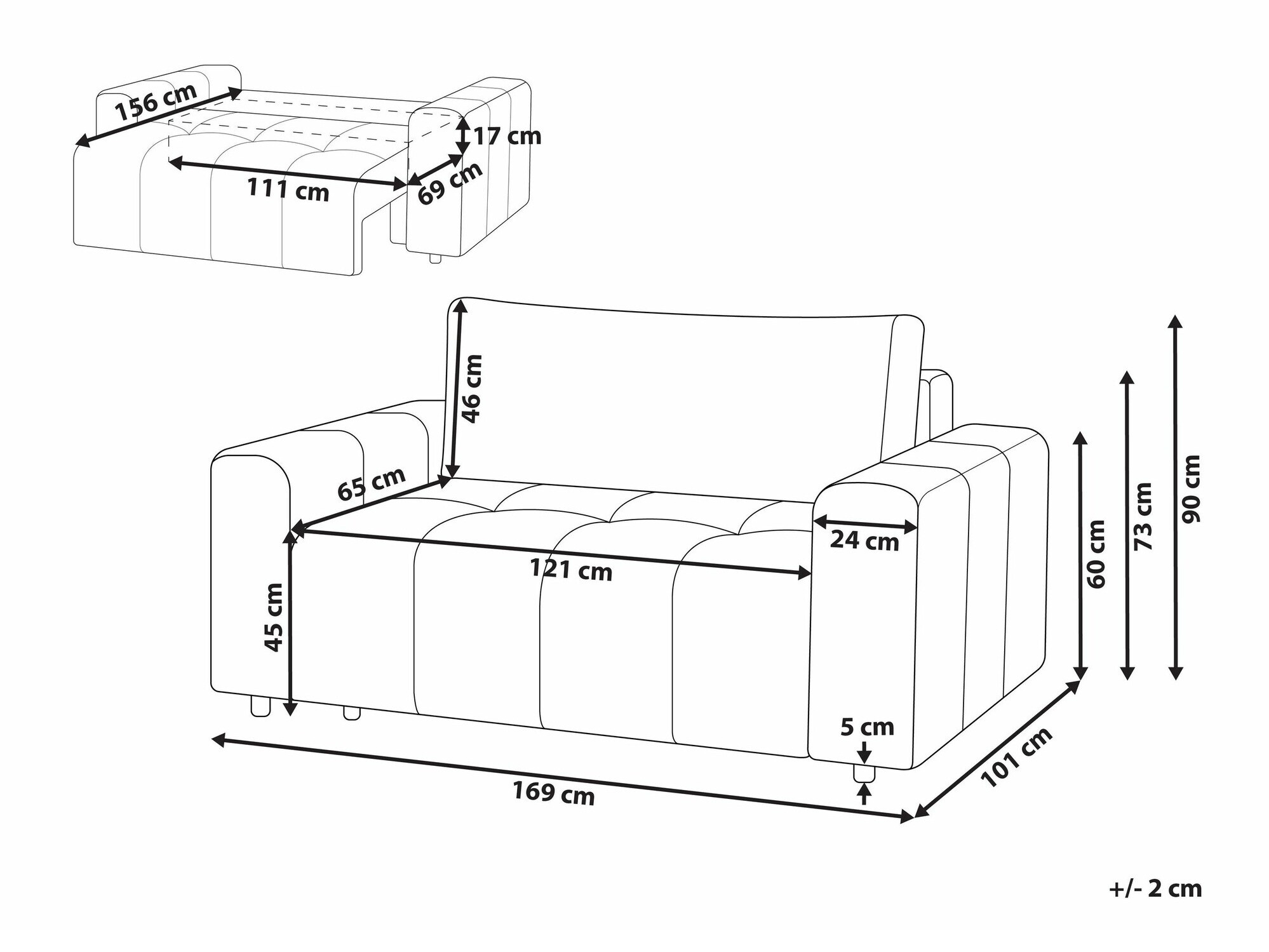 Raztegljiv kavč Mirtivi 101 (Rjava)