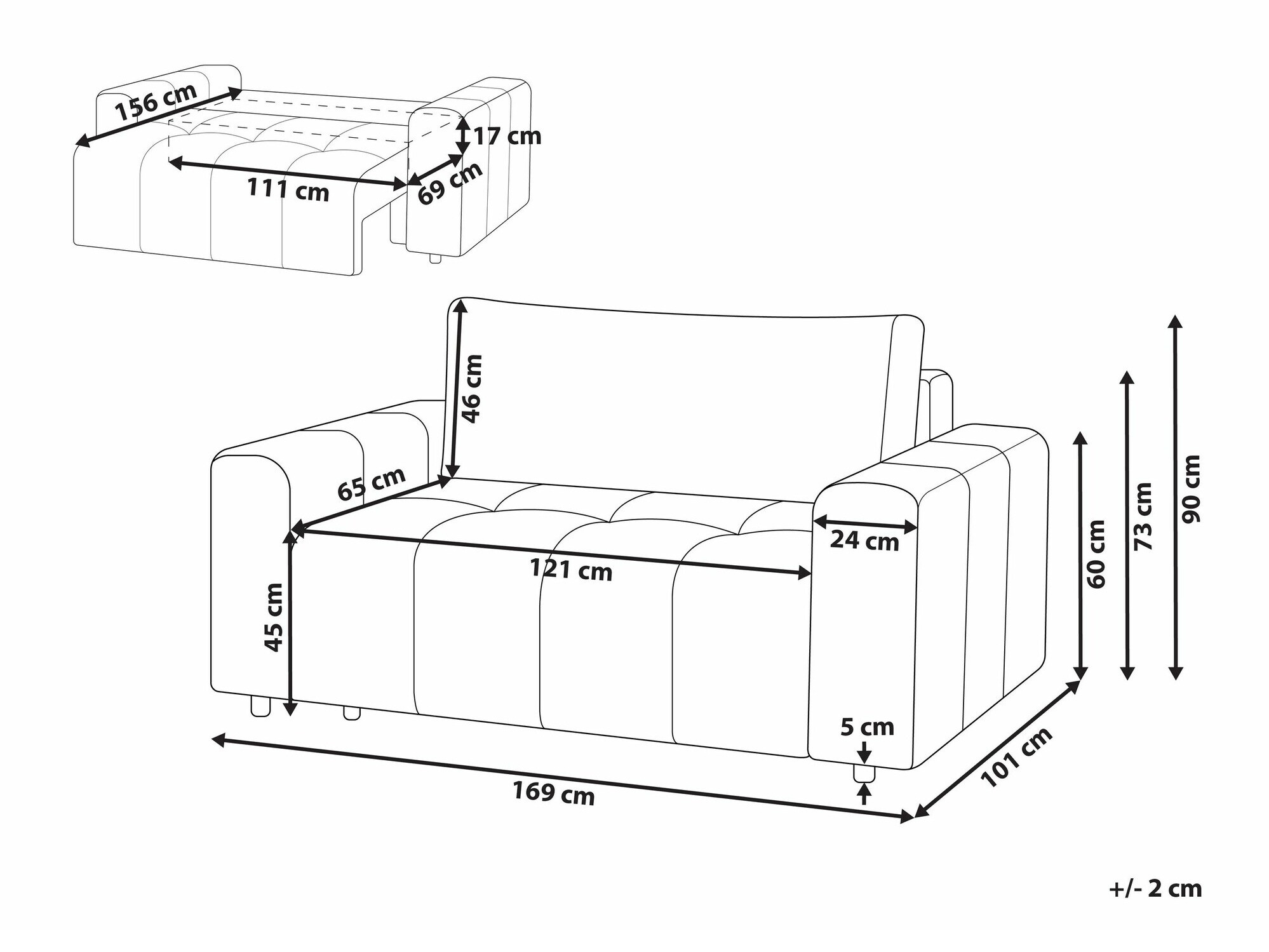 Raztegljiv kavč Mirtivi 101 (Svetlo siva)