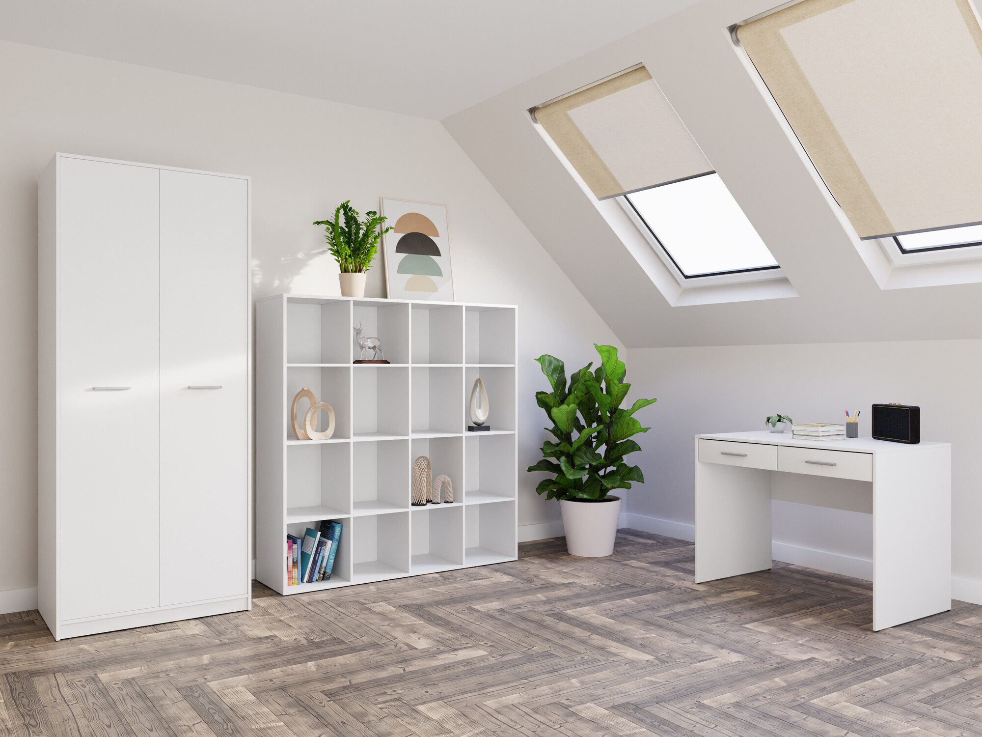 Komplet za domačo pisarno Novsore 166 (Bela)