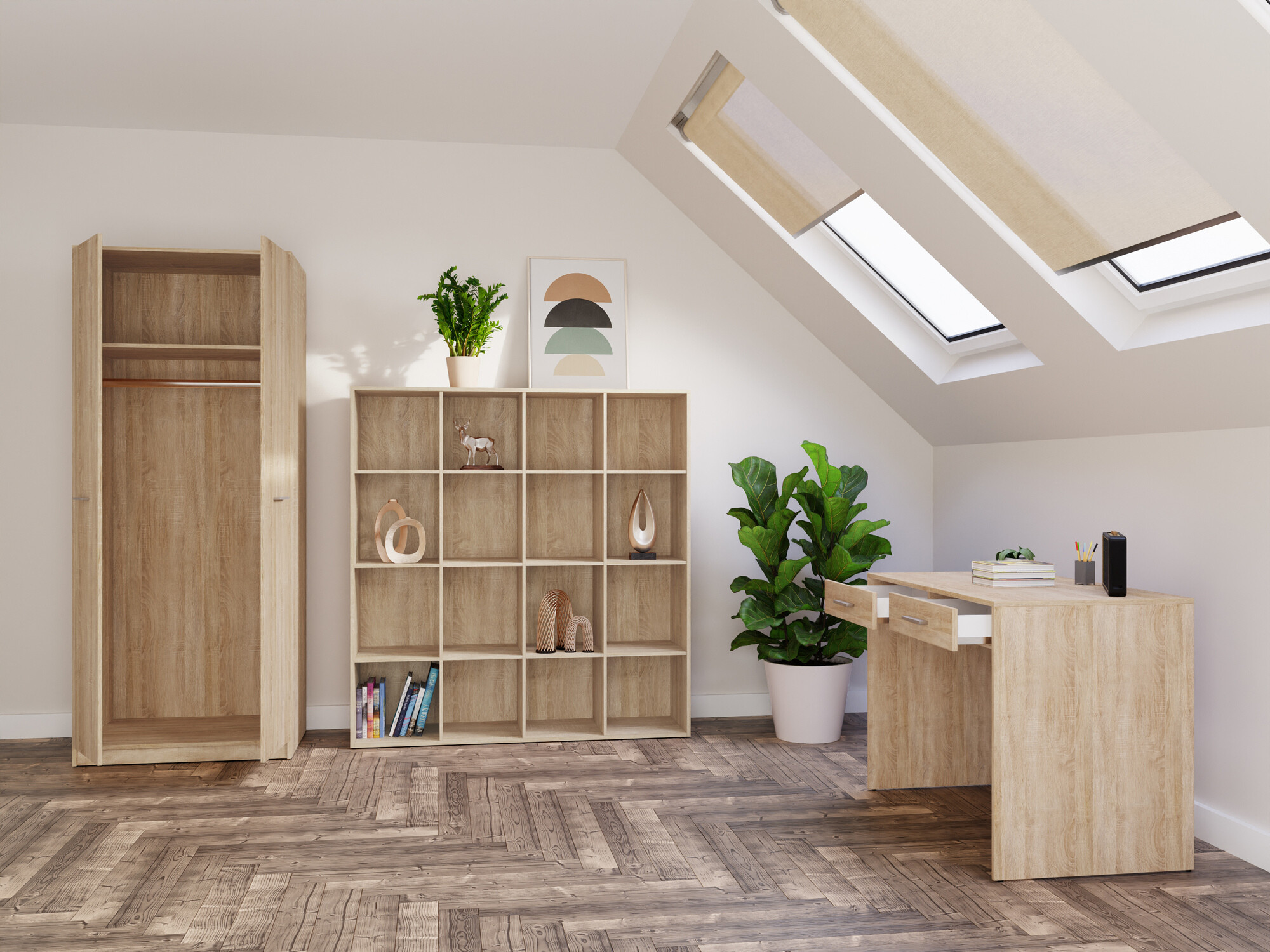 Komplet za domačo pisarno Novsore 166 (Sonoma hrast)