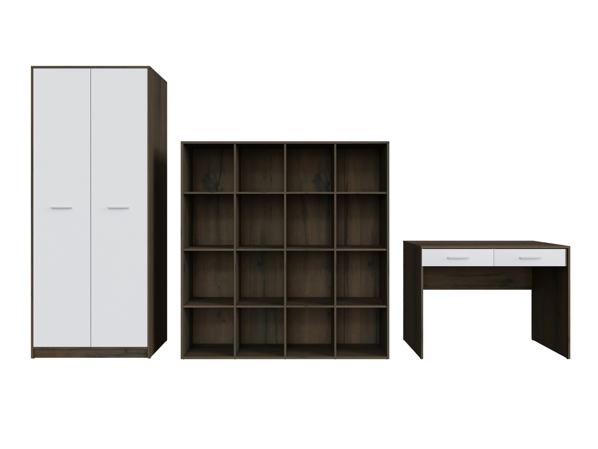 Komplet za domačo pisarno Novsore 166 (Temen hrast + Bela)