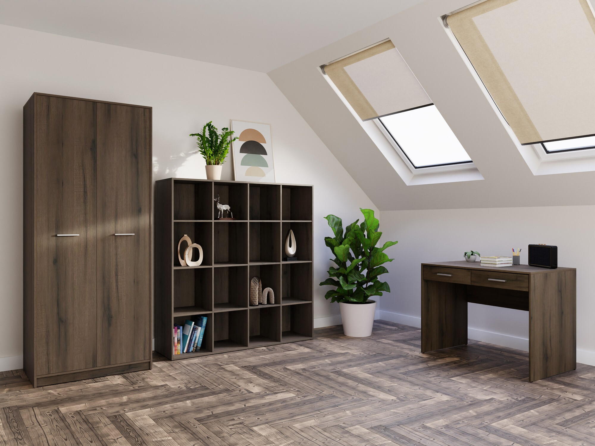 Komplet za domačo pisarno Novsore 166 (Temen hrast)