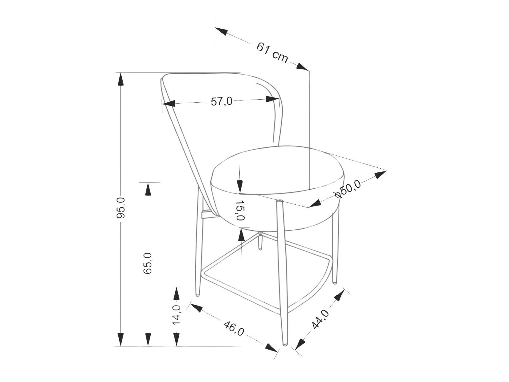 Srednje visok barski stol Houston 1919 (Siva)