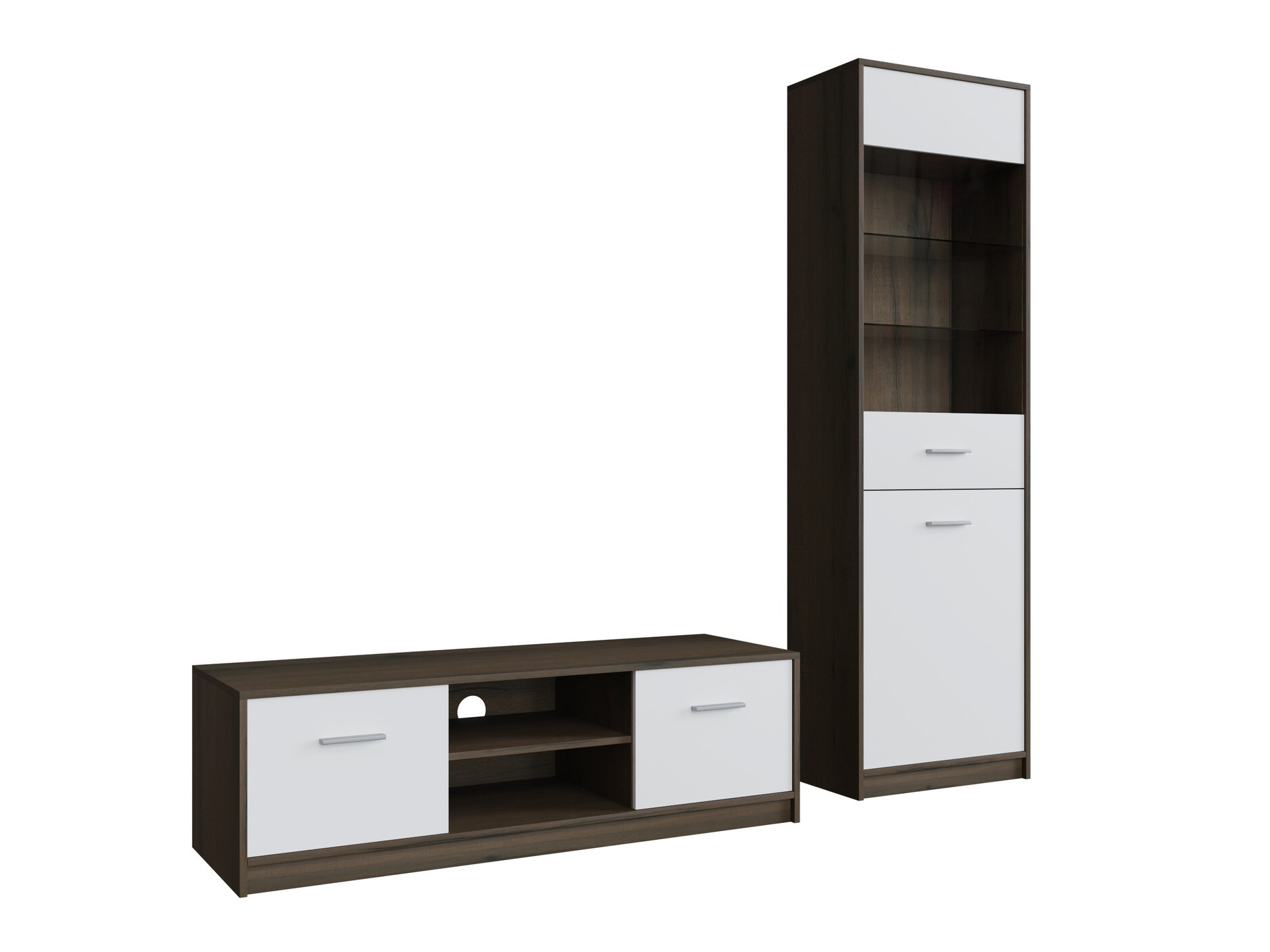 Komplet za dnevno sobo Novsore 161 (Temen hrast + Bela)