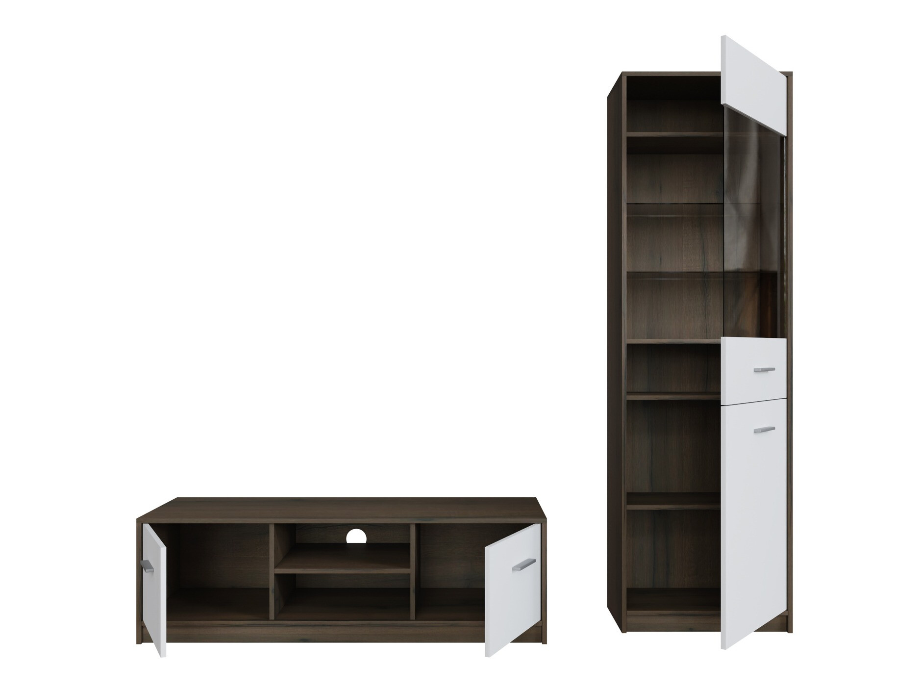 Komplet za dnevno sobo Novsore 161 (Temen hrast + Bela)