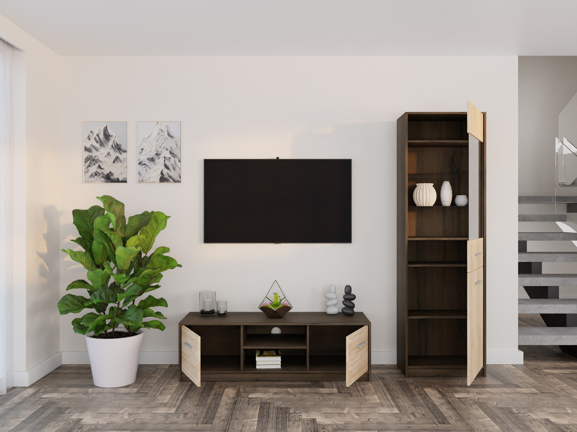 Komplet za dnevno sobo Novsore 161 (Temen hrast + Sonoma hrast)