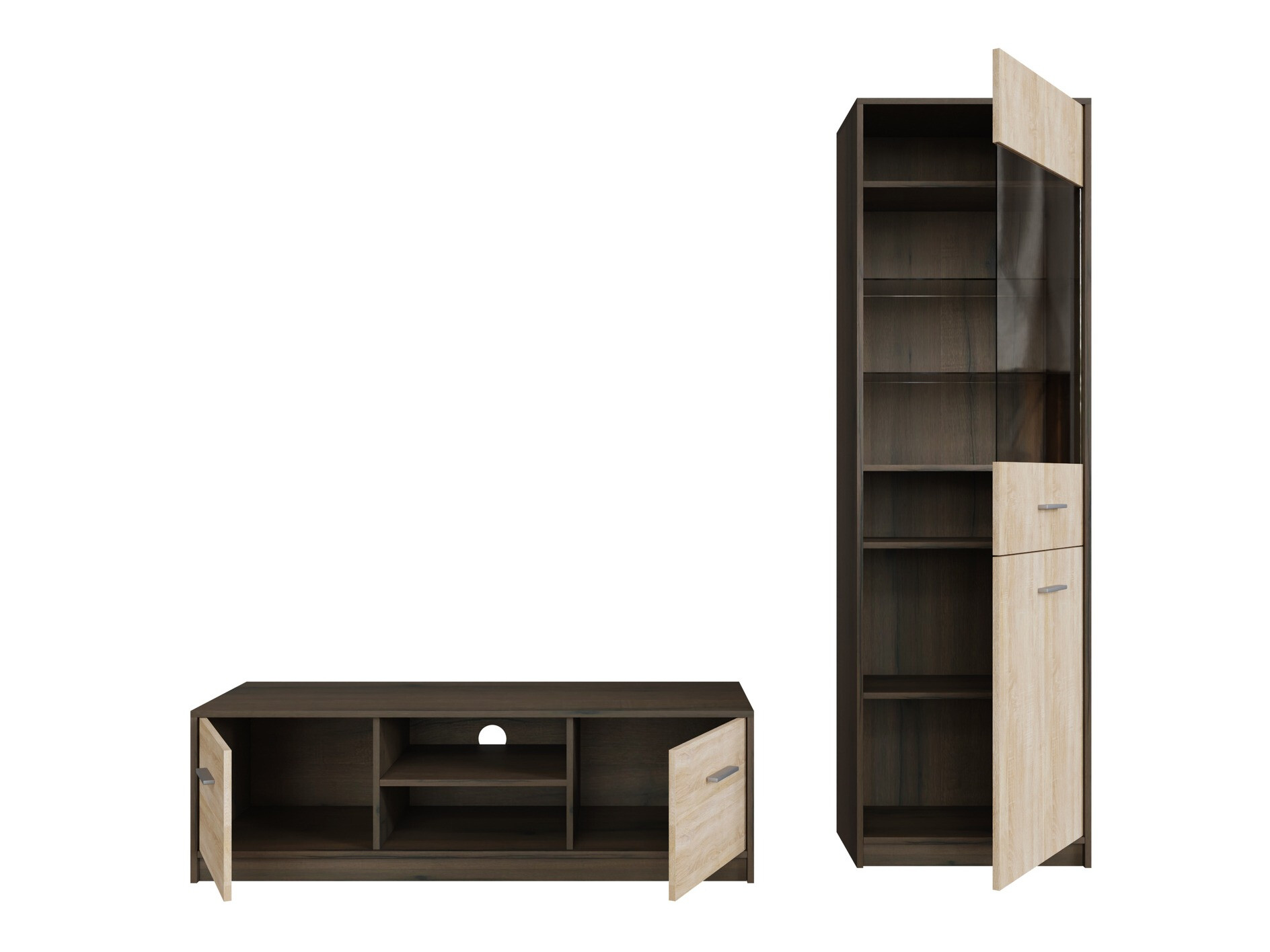 Komplet za dnevno sobo Novsore 161 (Temen hrast + Sonoma hrast)