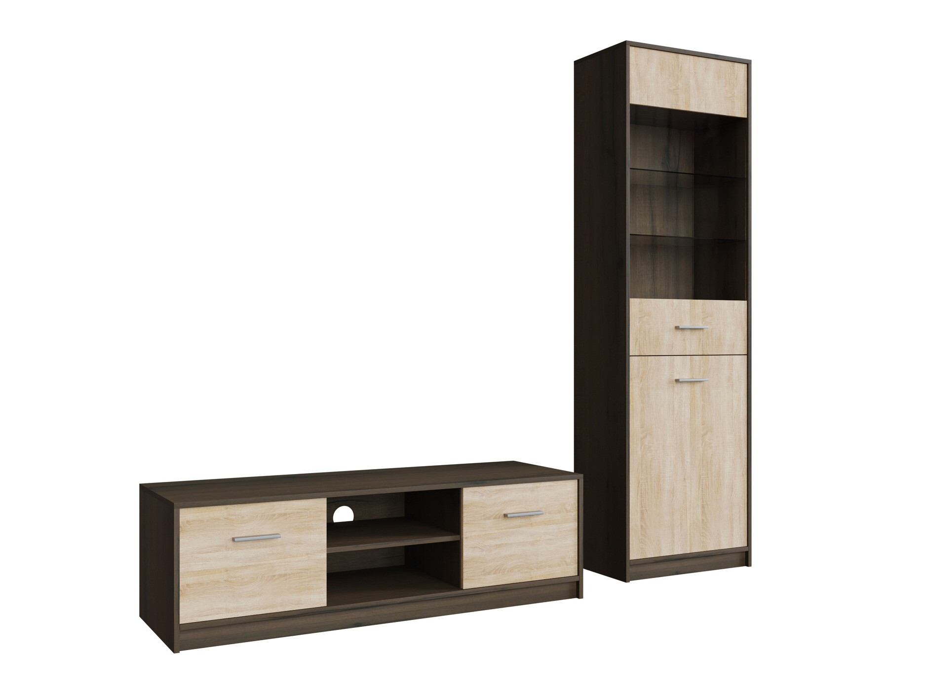 Komplet za dnevno sobo Novsore 161 (Temen hrast + Sonoma hrast)