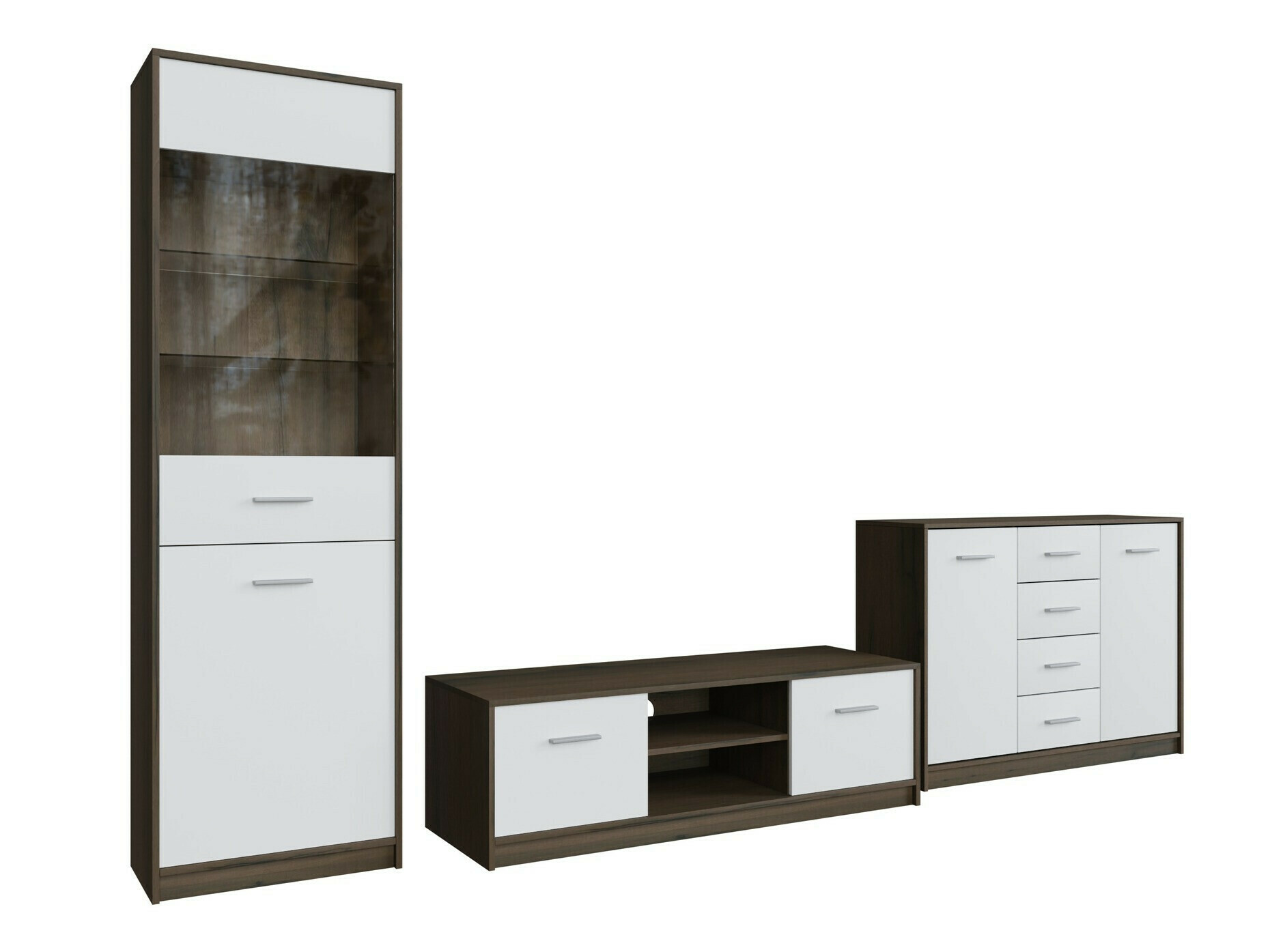 Komplet za dnevno sobo Novsore 162 (Temen hrast + Bela)