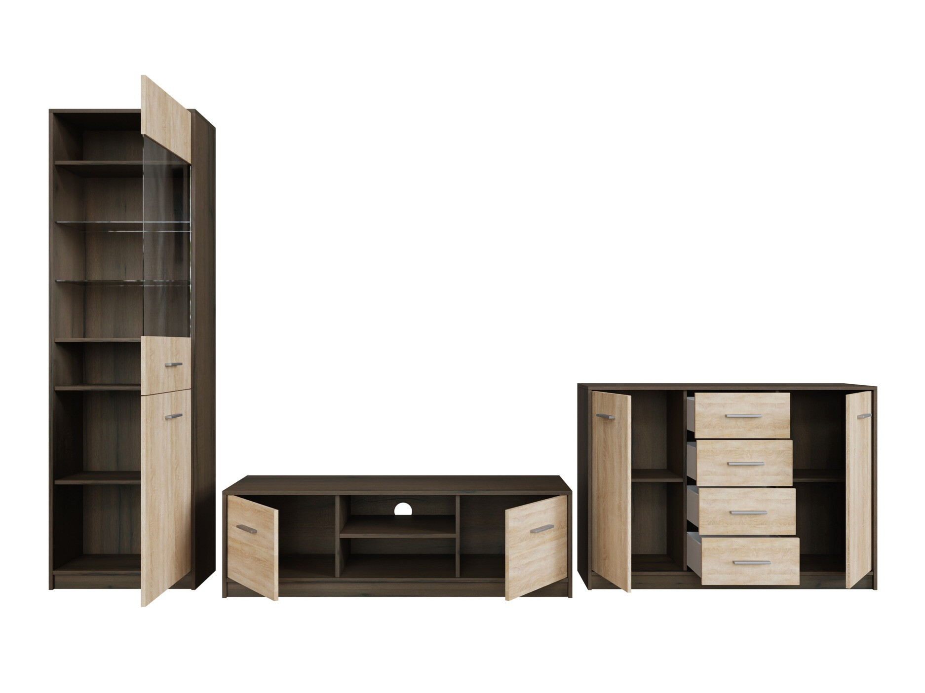 Komplet za dnevno sobo Novsore 162 (Temen hrast + Sonoma hrast)