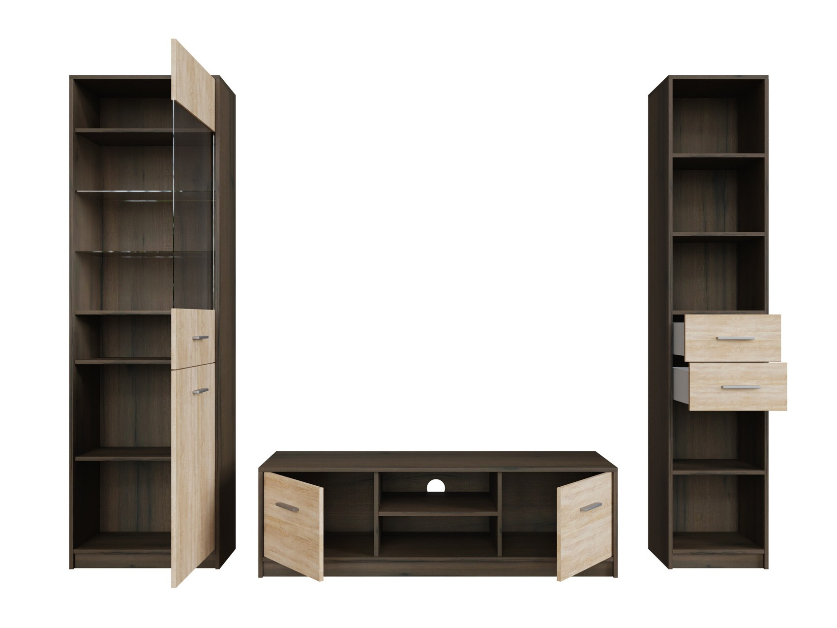 Komplet za dnevno sobo Novsore 163 (Temen hrast + Sonoma hrast)