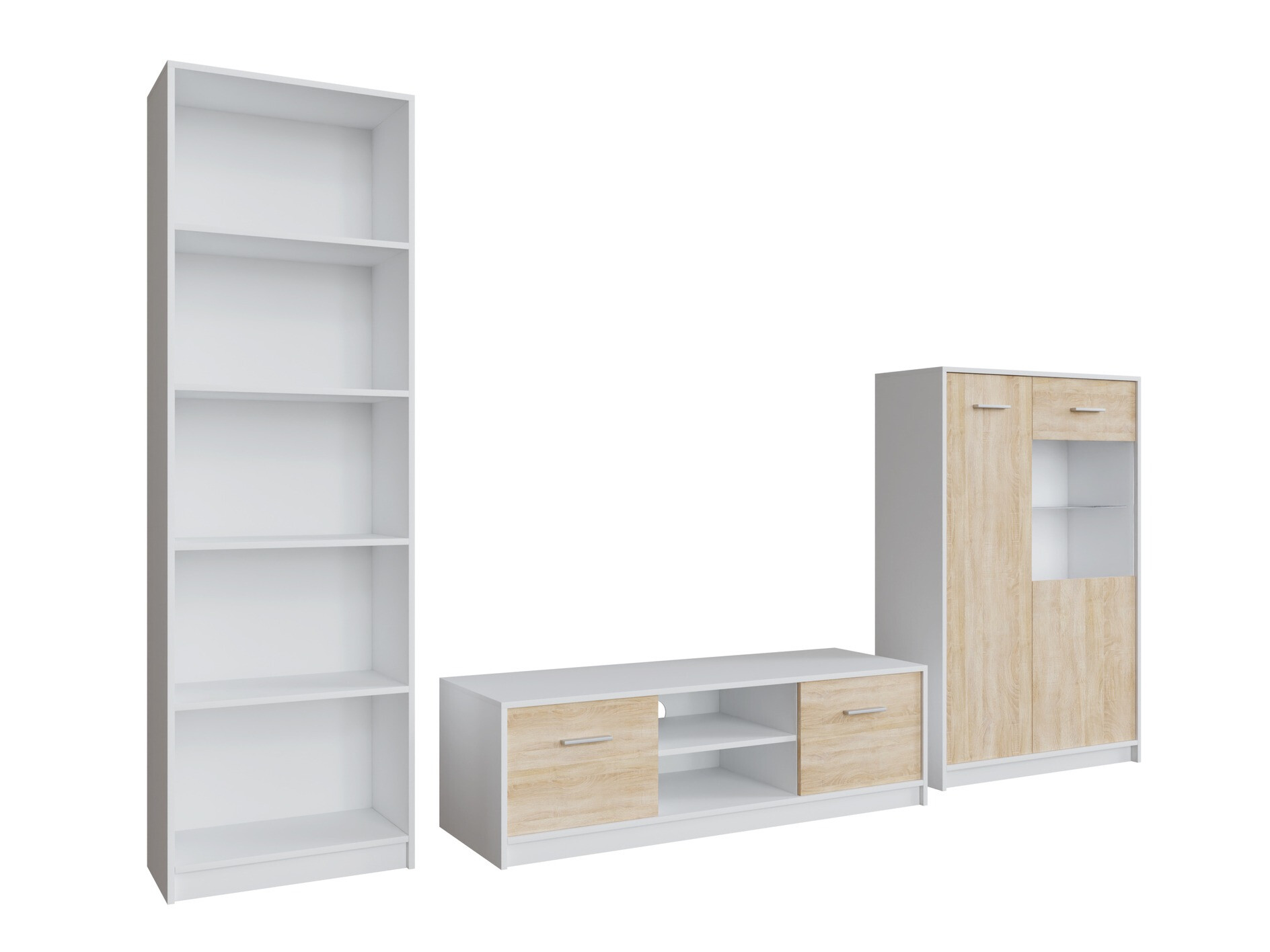 Komplet za dnevno sobo Novsore 164 (Bela + Sonoma hrast)