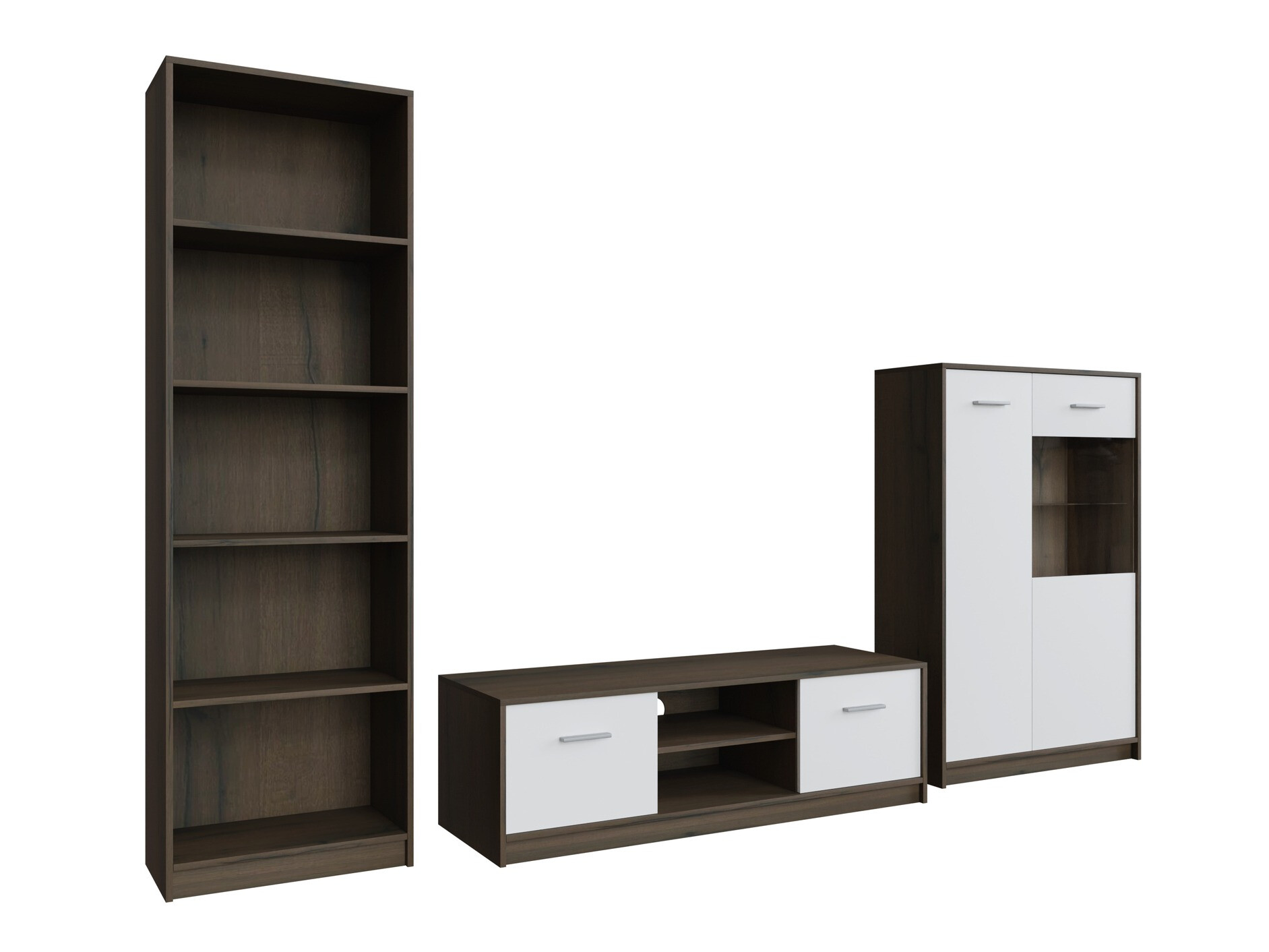 Komplet za dnevno sobo Novsore 164 (Temen hrast + Bela)