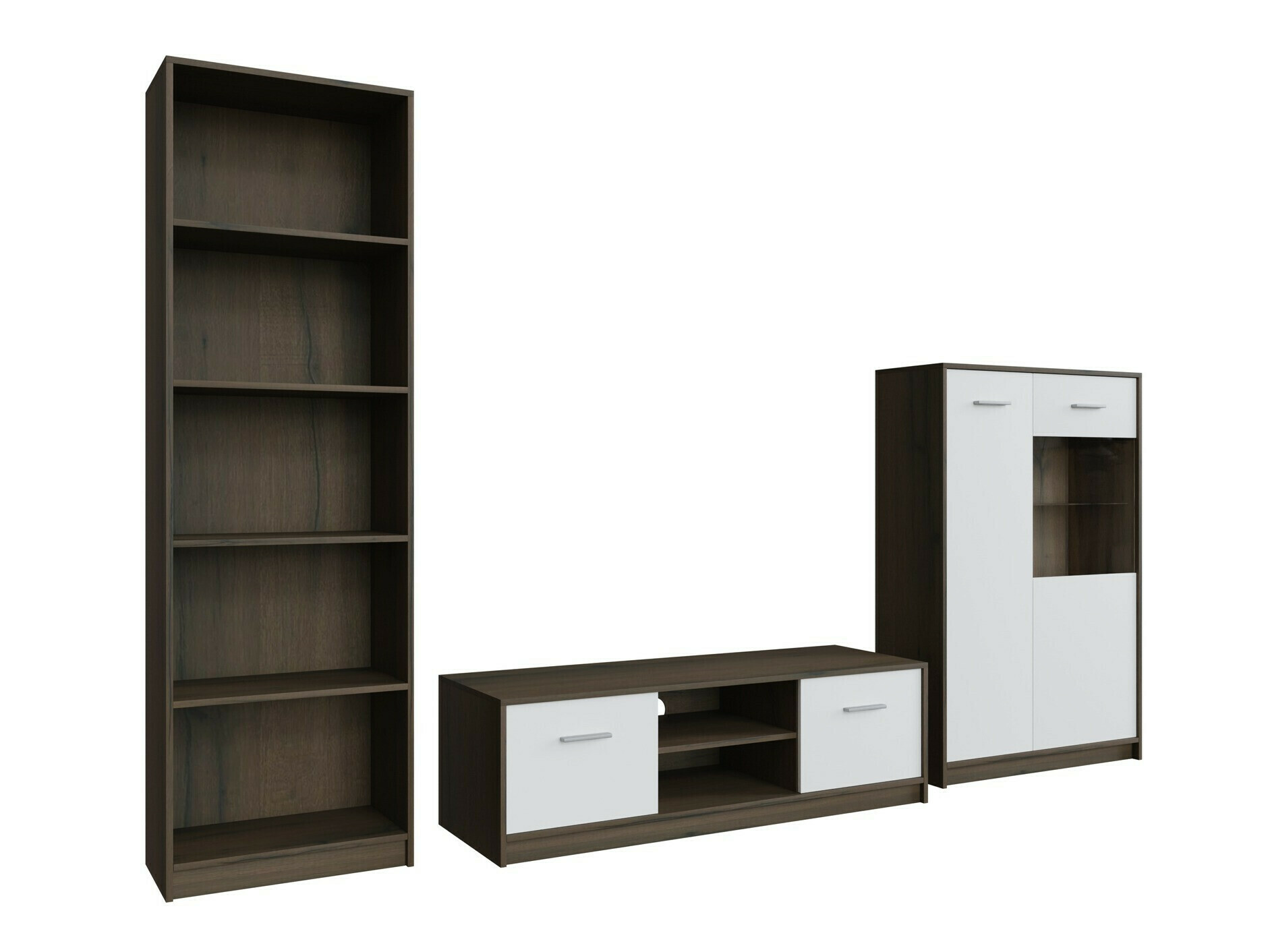 Komplet za dnevno sobo Novsore 164 (Temen hrast + Bela)