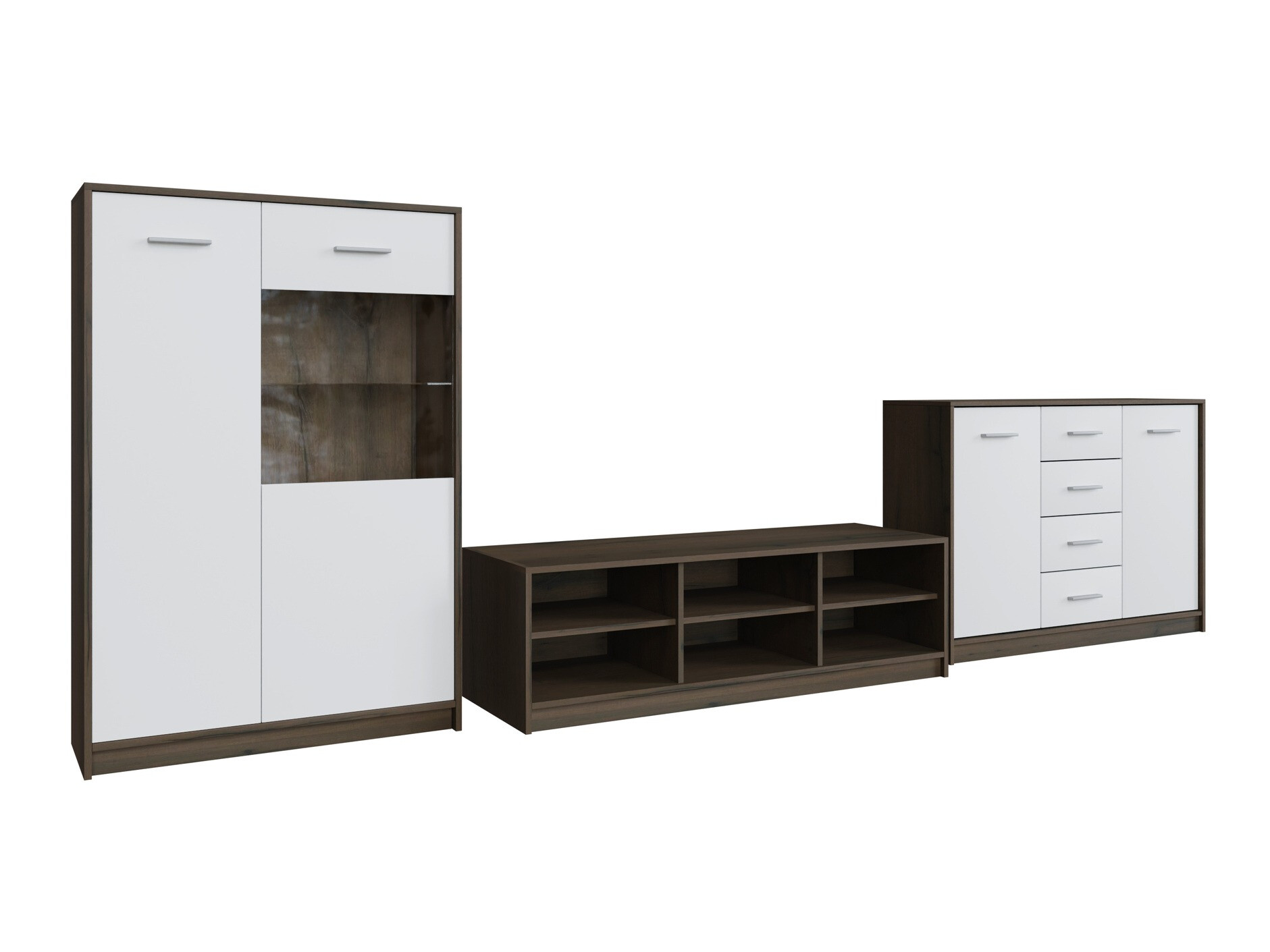 Komplet za dnevno sobo Novsore 165 (Temen hrast + Bela)