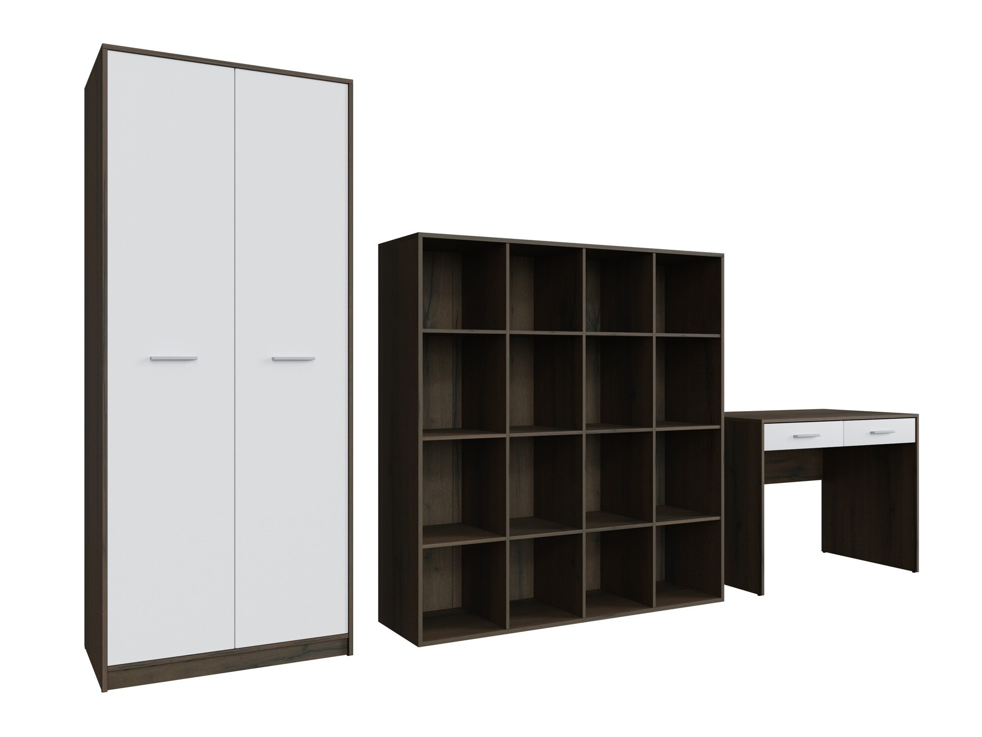 Komplet za domačo pisarno Novsore 166 (Temen hrast + Bela)