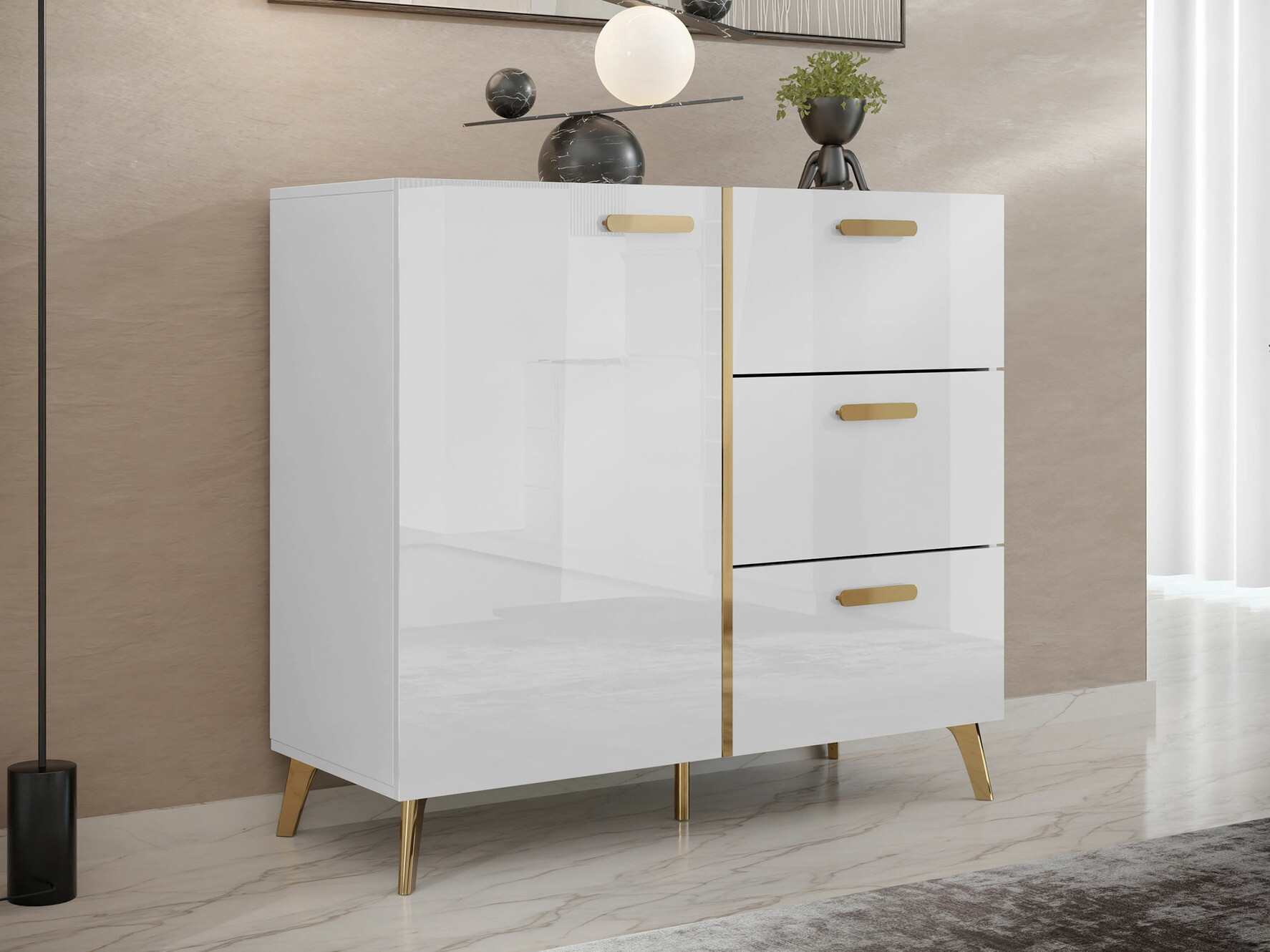 Komoda Comfivo Teslomo 108 (Bela + Sijaj bela)