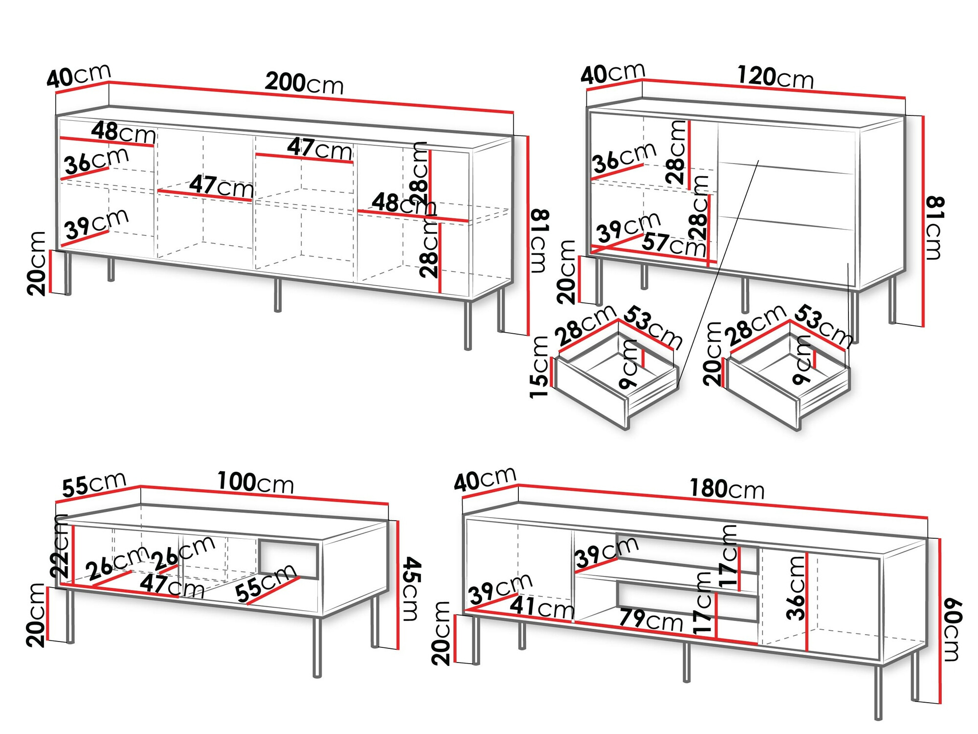 Komplet za dnevno sobo Flosoru 110 (Oreh + Črna)