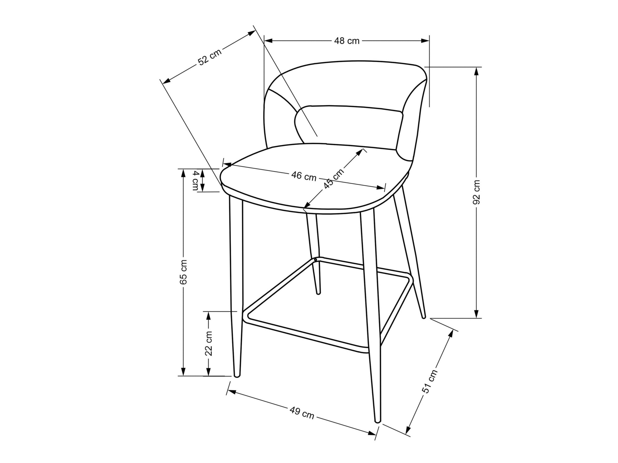 Srednje visok barski stol Houston 1932 (Bež)