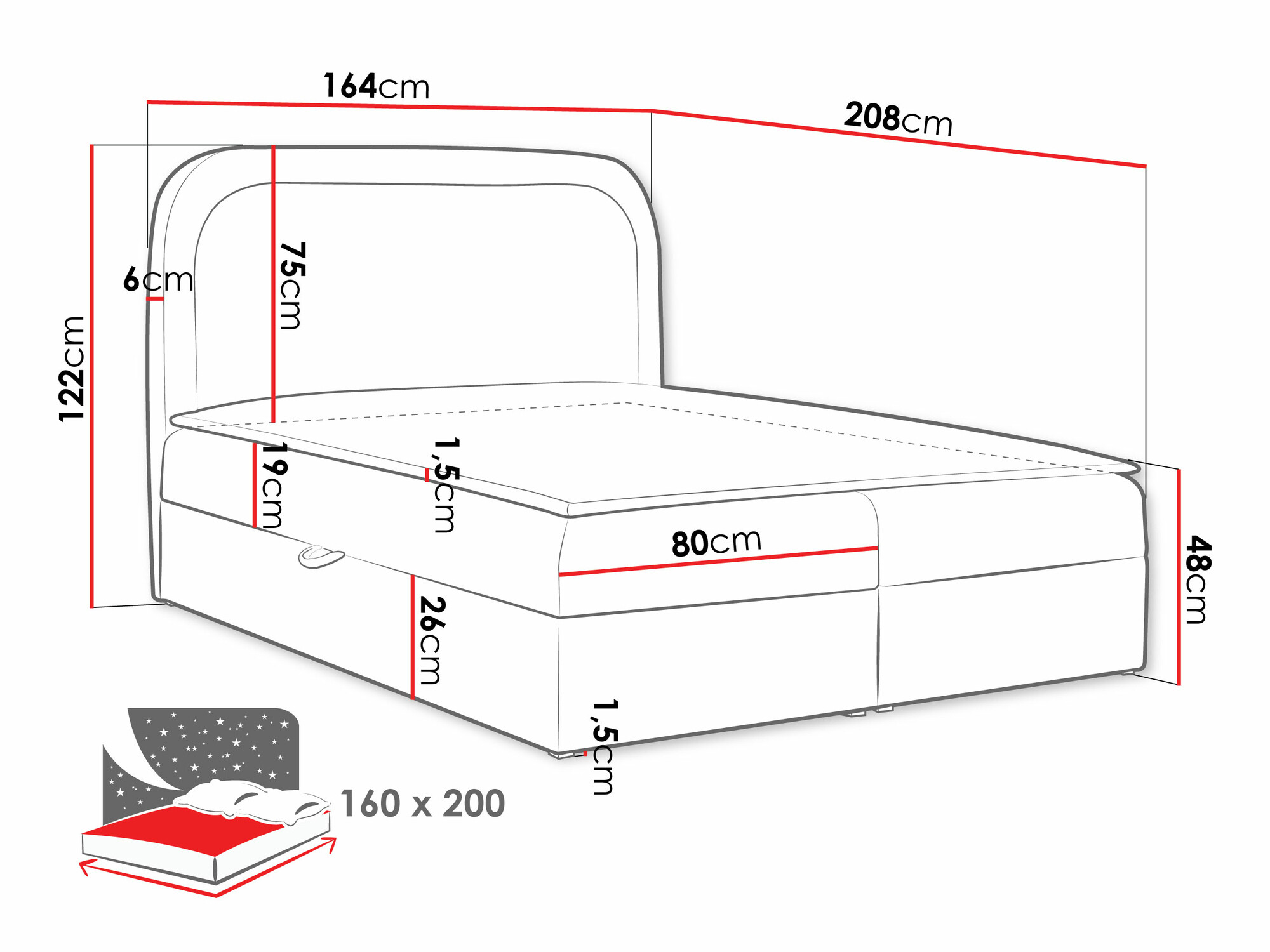 Boxspring postelja Color (Coral 65)