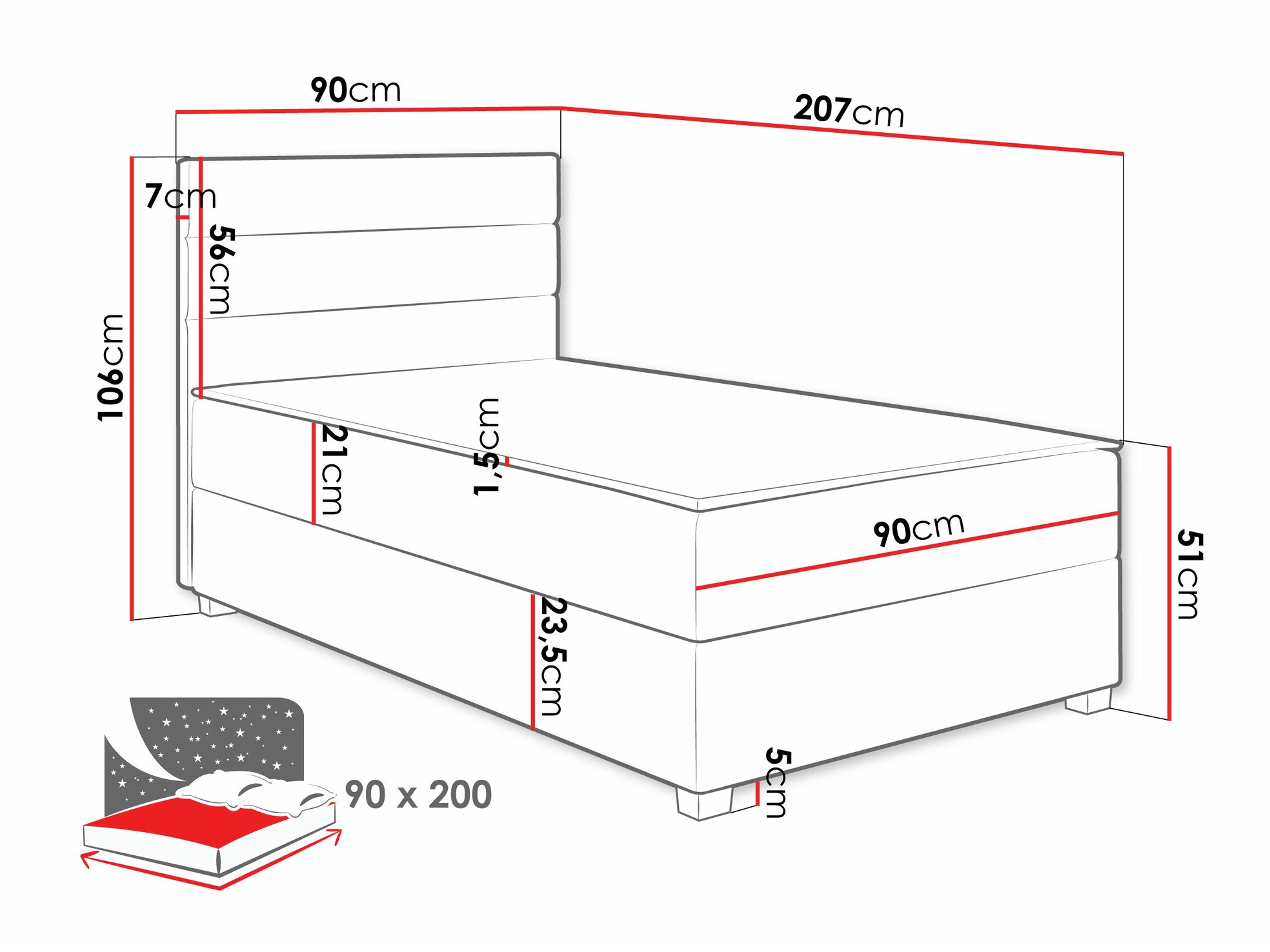 Boxspring postelja Sanford 104 (Manila 14)