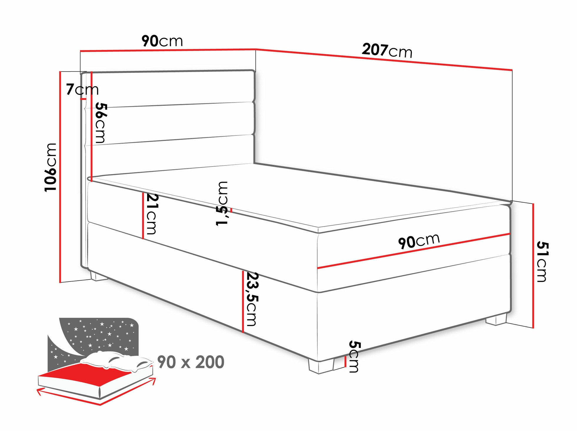Boxspring postelja Sanford 104 (Manila 16)