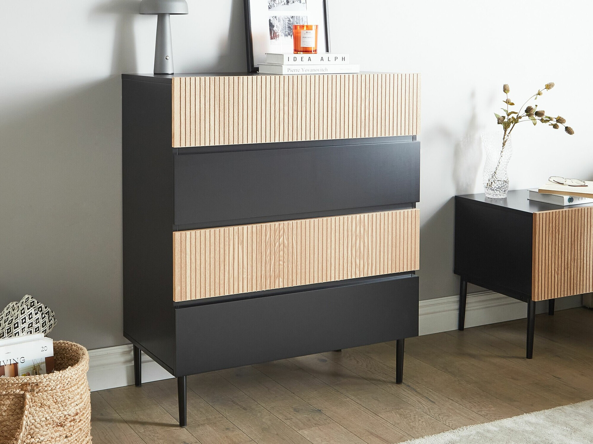 Komoda Floalu 102 (Črna + Rjava)