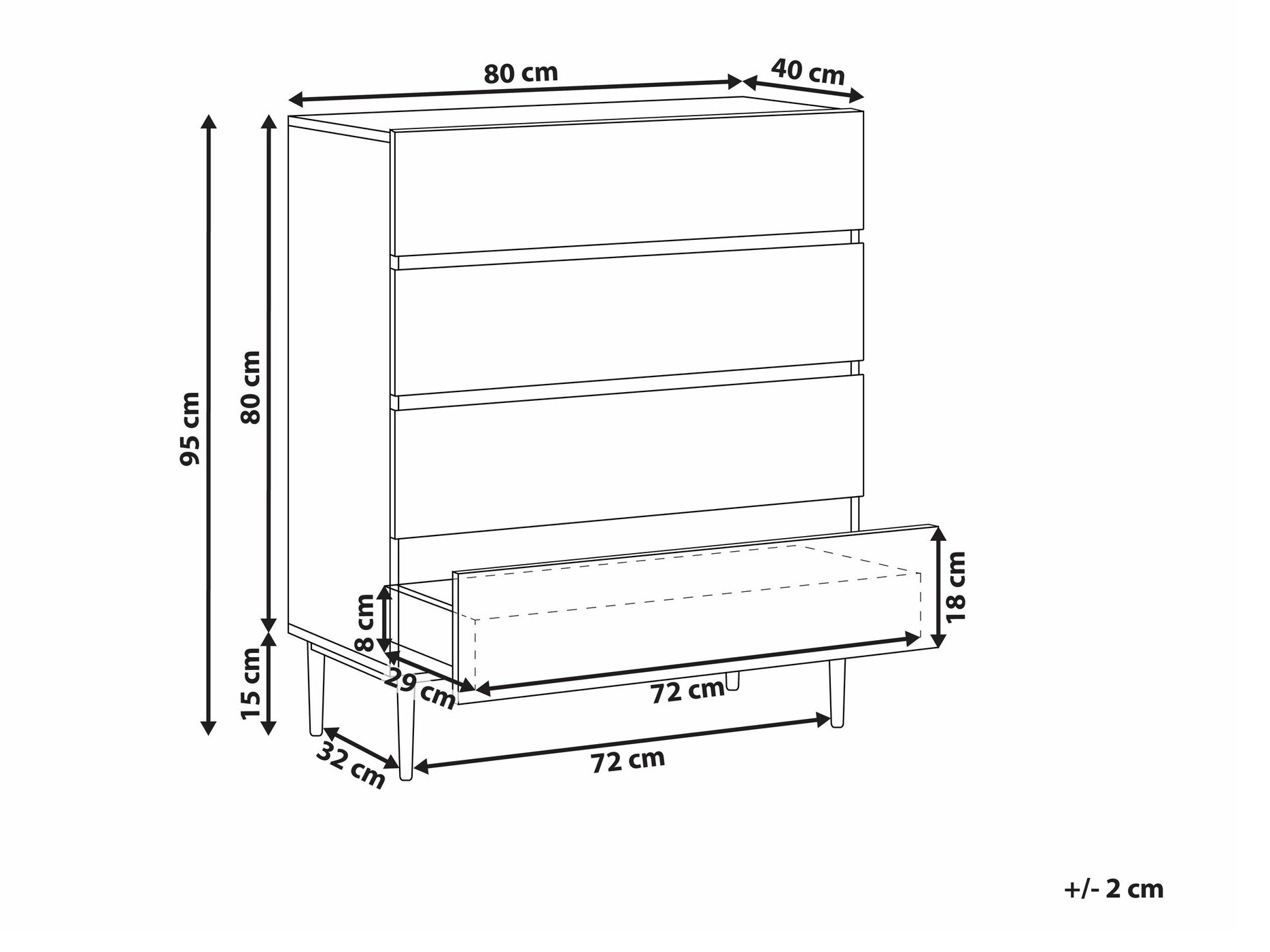 Komoda Floalu 102 (Črna + Rjava)