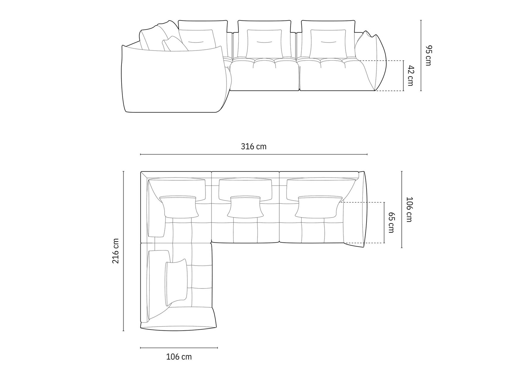 Modularna kotna sedežna garnitura Benorli 105 (City 05)
