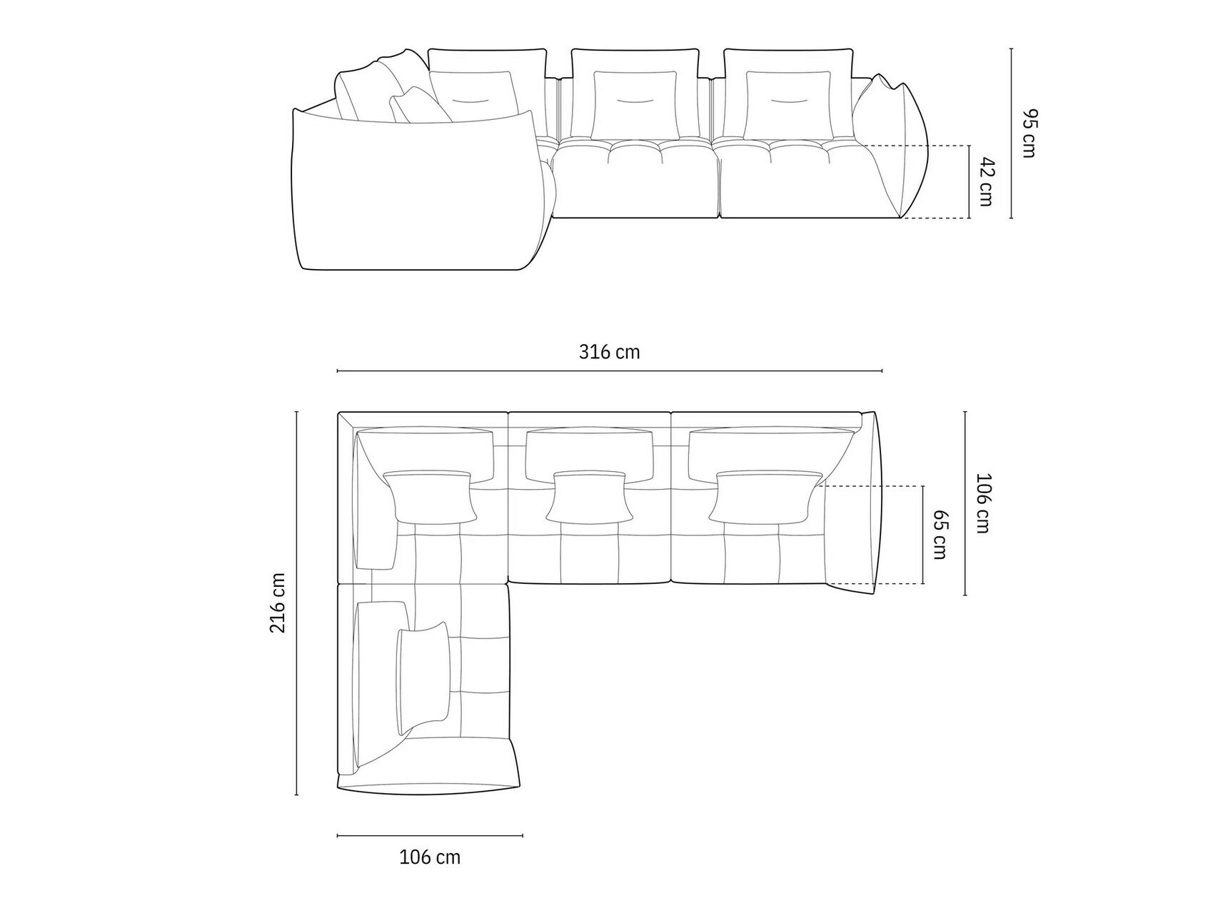 Modularna kotna sedežna garnitura Benorli 105 (City 36)