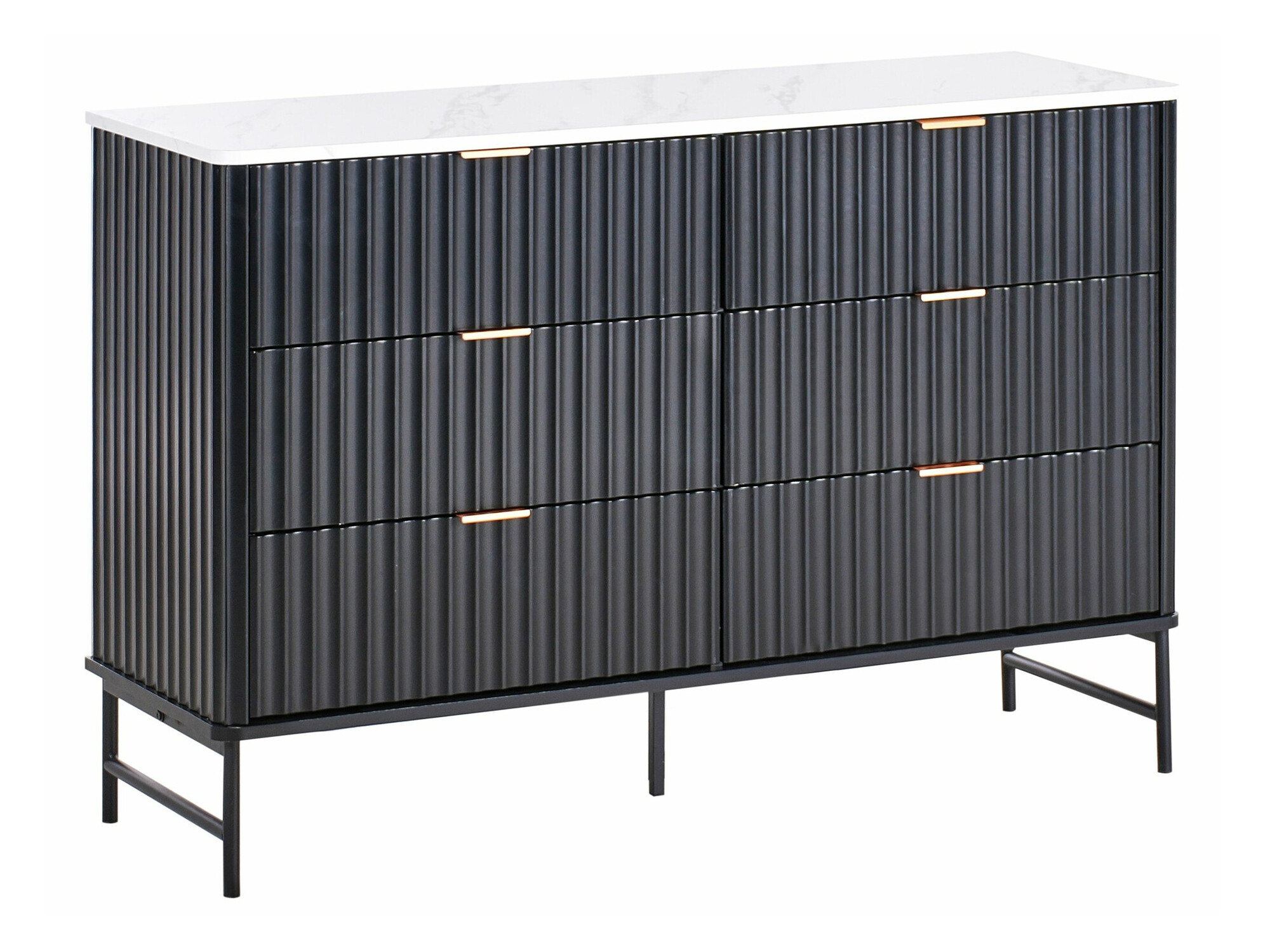 Komoda Berwyn 2576 (Črna + Beli marmor)