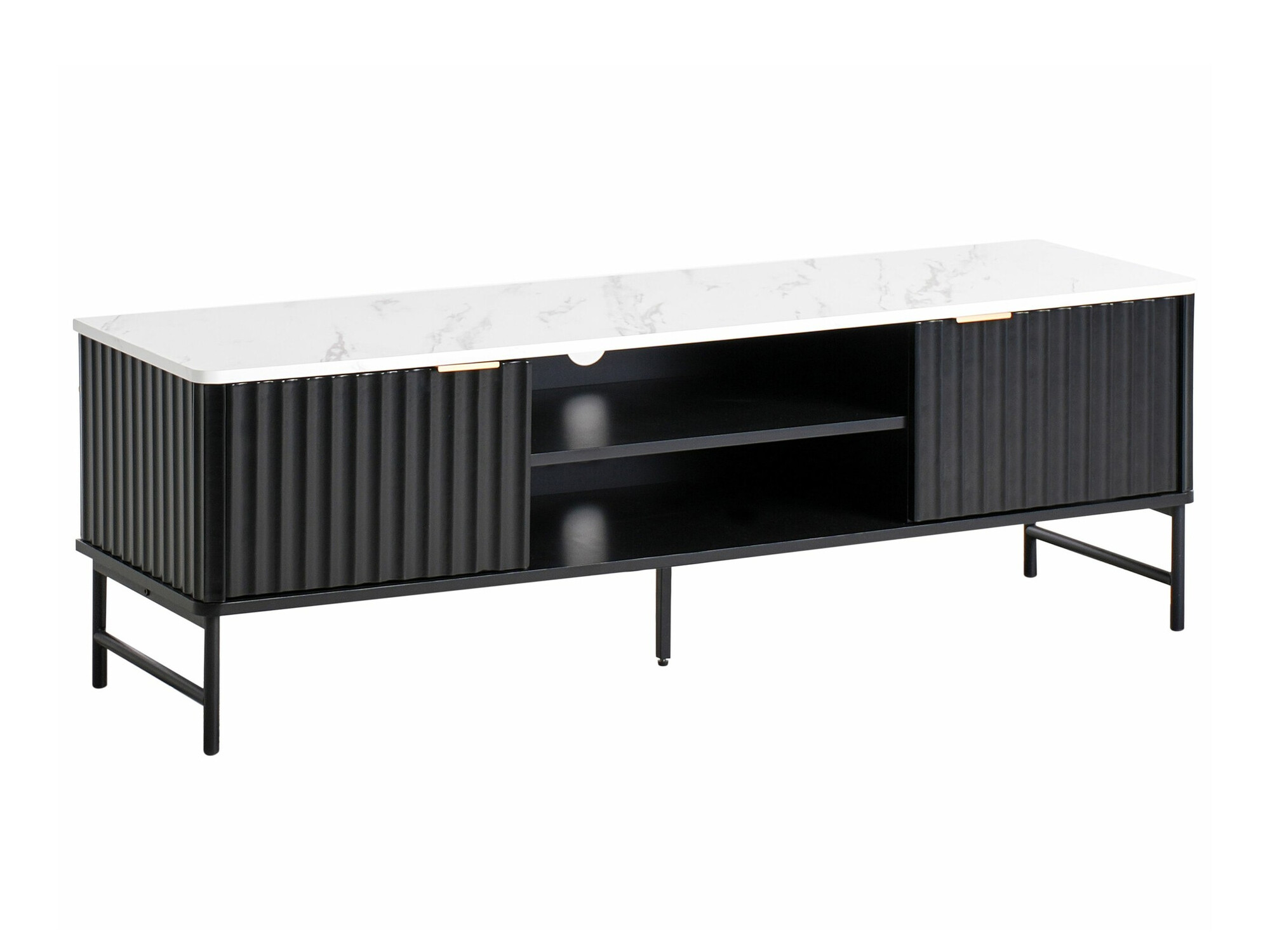 TV-omarica Berwyn 2575 (Črna + Beli marmor)