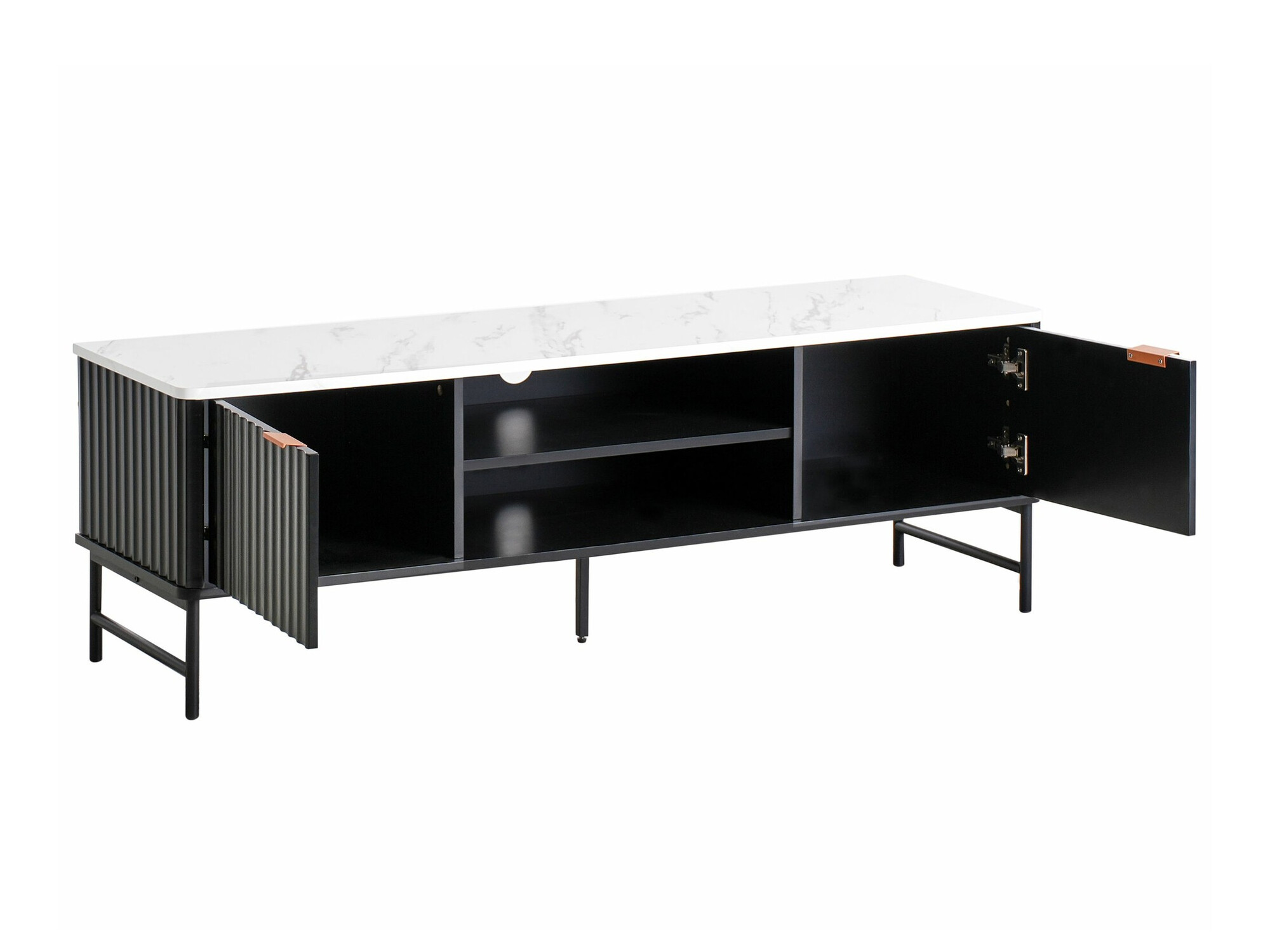 TV-omarica Berwyn 2575 (Črna + Beli marmor)