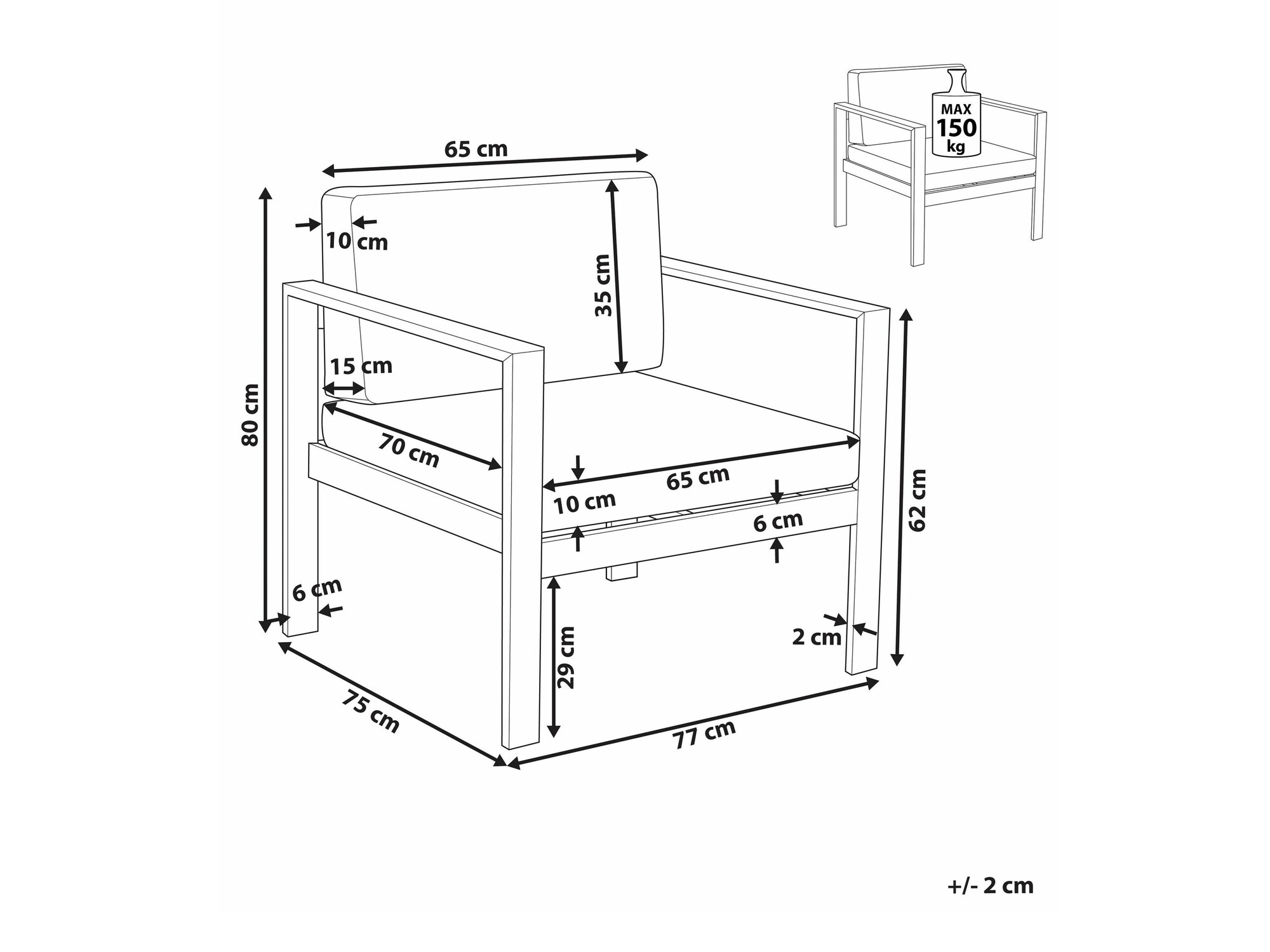 Vrtni fotelj Berwyn 2582 (Temno siva)