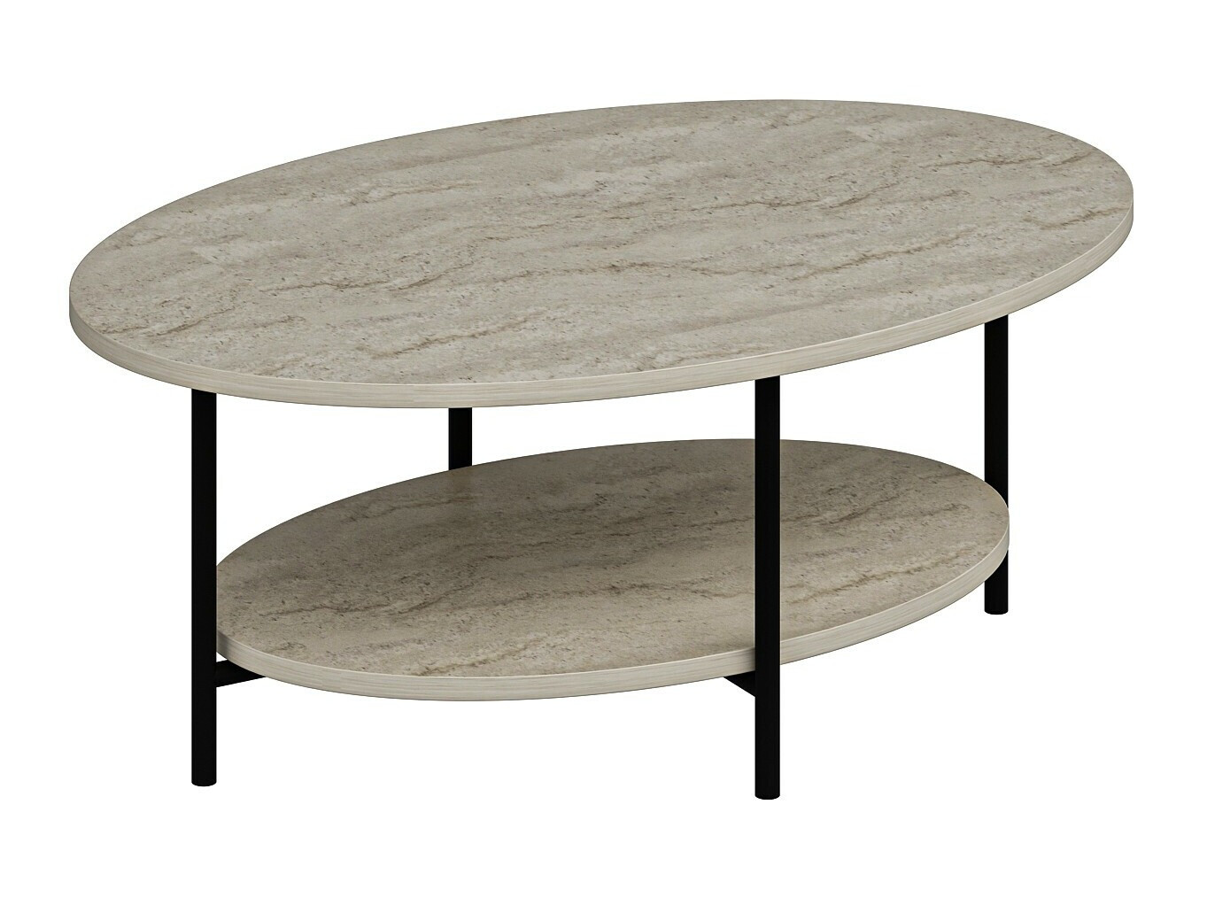 Klubska mizica Kailua 2460 (Črna + Svetla Travertine)