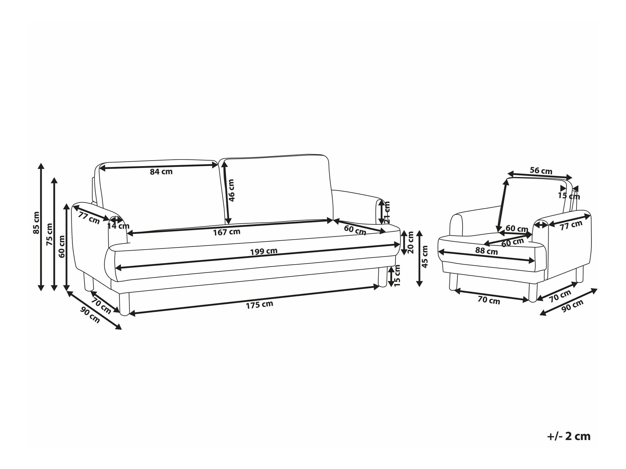 Komplet oblazinjenega pohištva Berwyn 2588 (Bela)