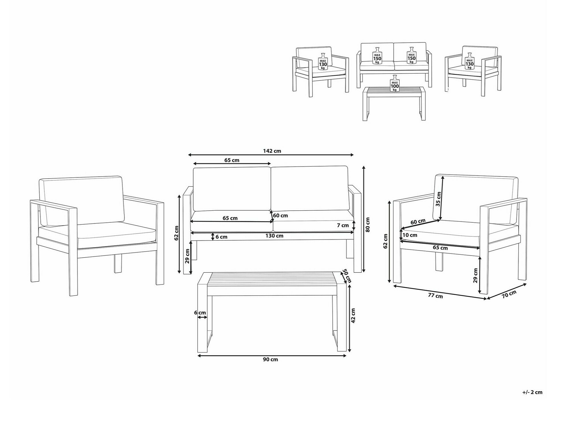 Komplet vrtnega pohištva Berwyn 2584 (Temno siva)