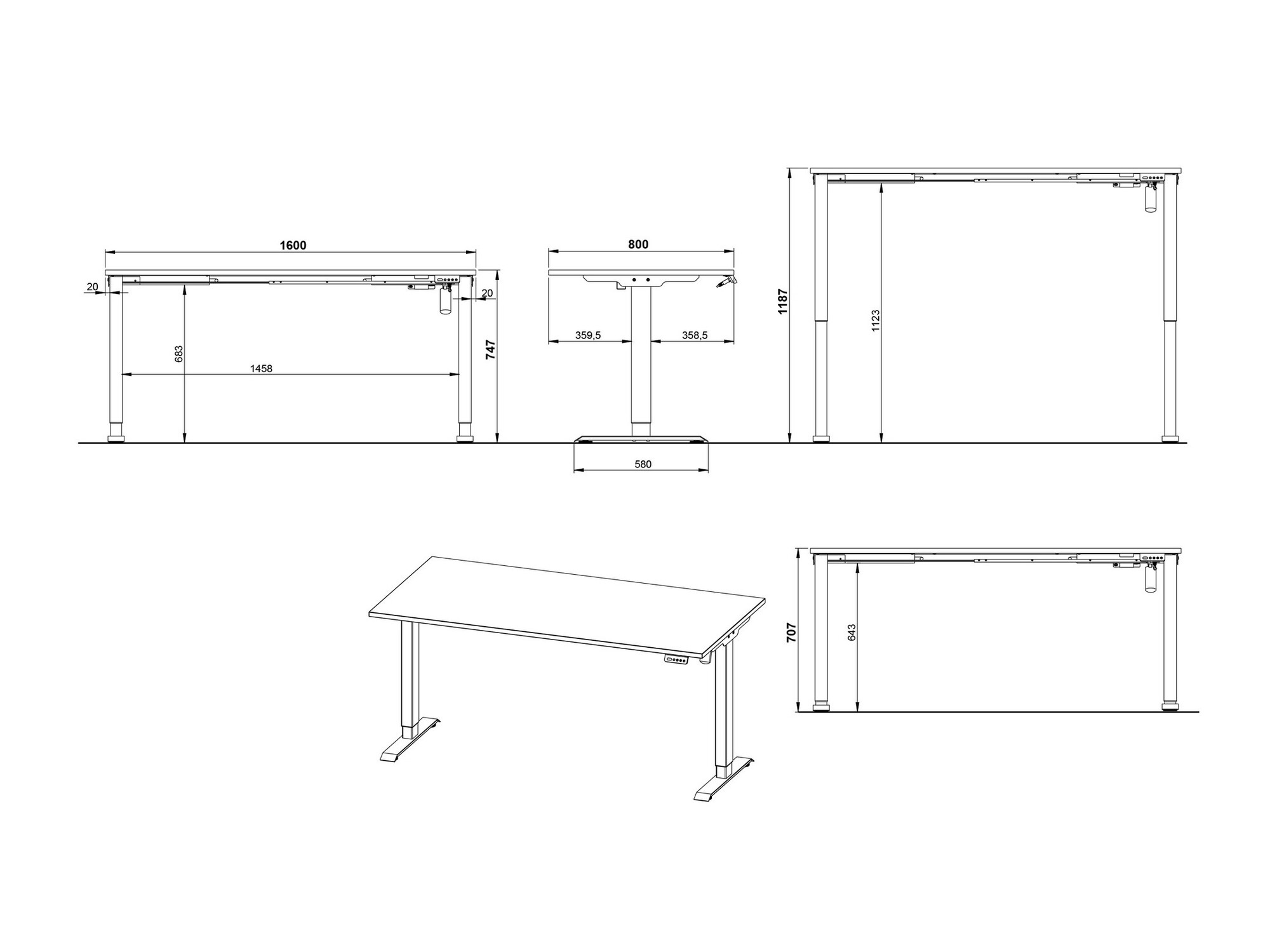 Komplet za domačo pisarno Solaro 105 (Grafit)