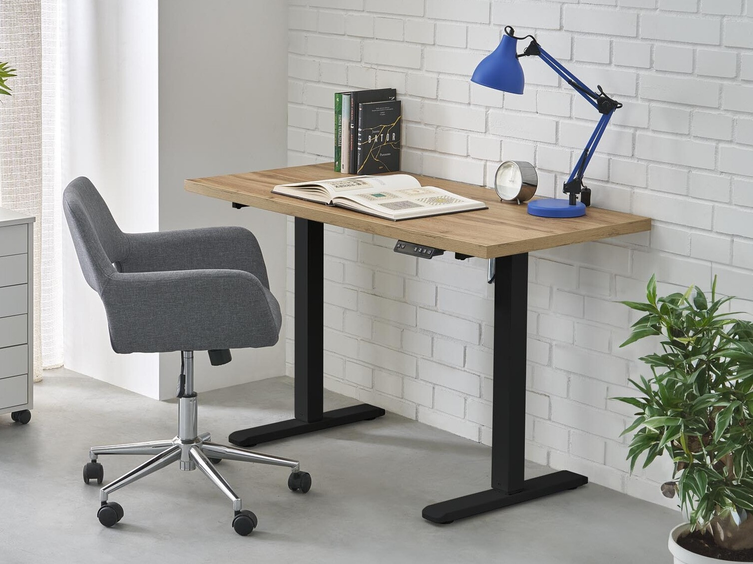 Dvižna pisalna miza Houston 1942 (Artisan hrast + Črna)