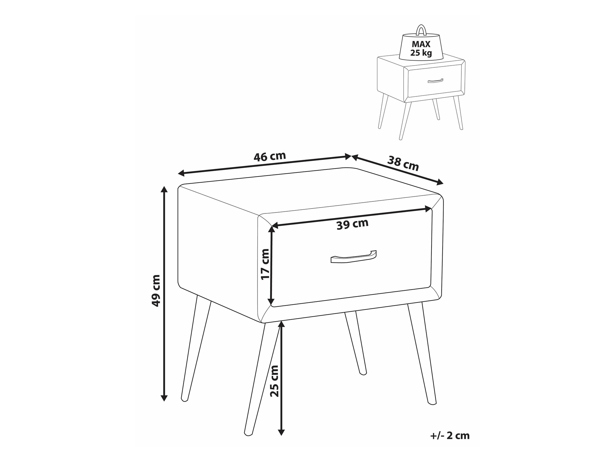 Nočna omarica Berwyn 2590 (Bela)